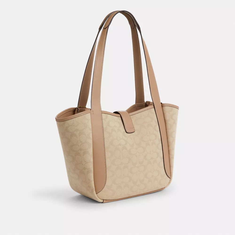 Сумка COACH Hadley Turnlock Tote Bag With Signature Canvas