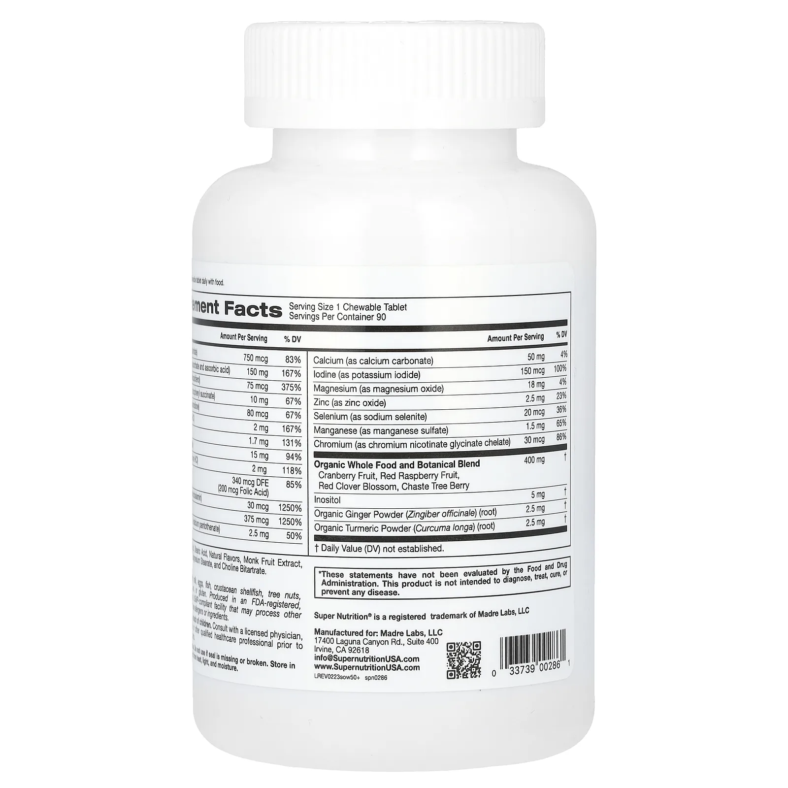 Super Nutrition, SimplyOne, мультивитамины и полезные травы для женщин старше 50 лет, вкус лесных ягод, 90 жевательных таблеток