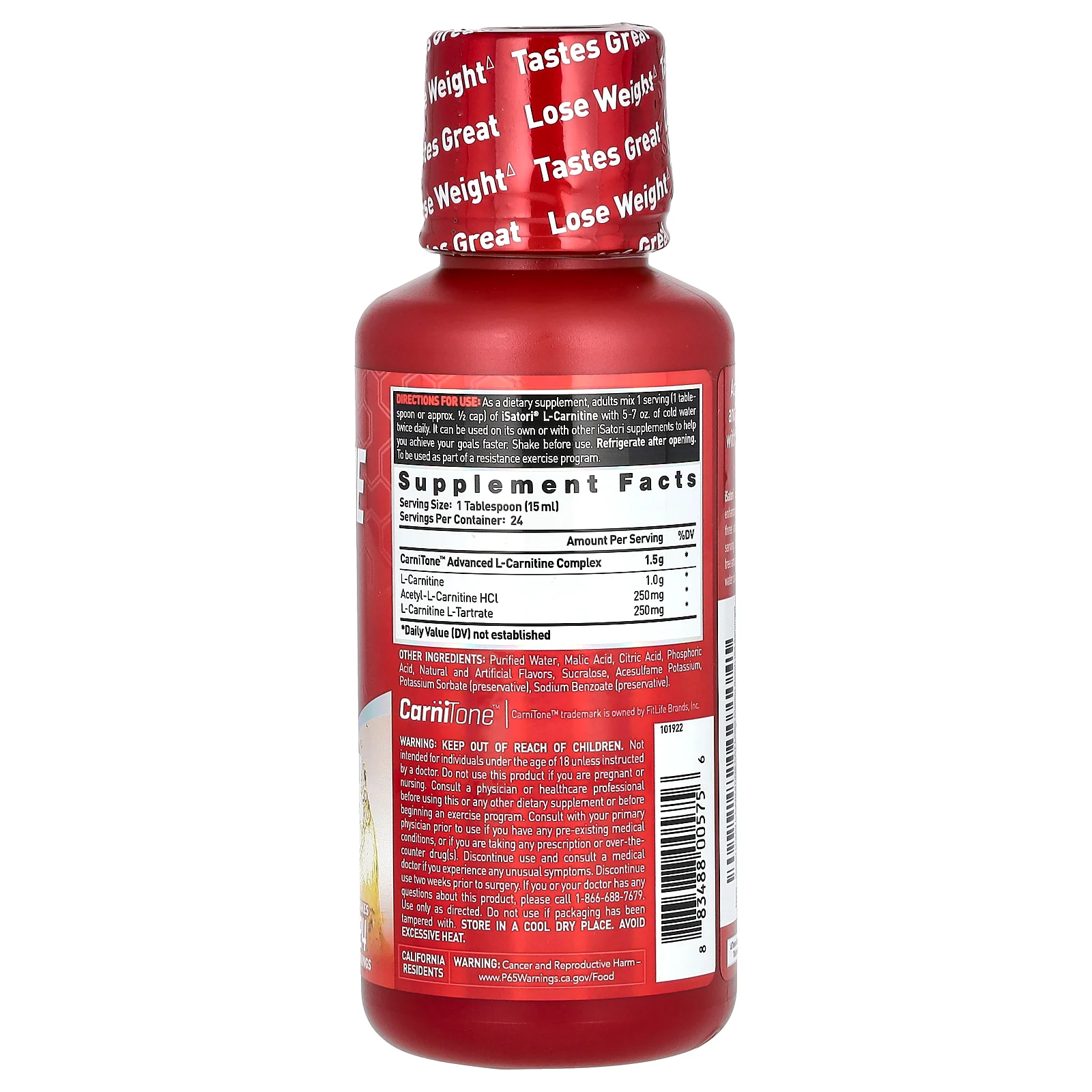 Isatori, L-карнитин, жидкая смесь для кетодиеты, малибу, 360 мл (12 жидк. унций)