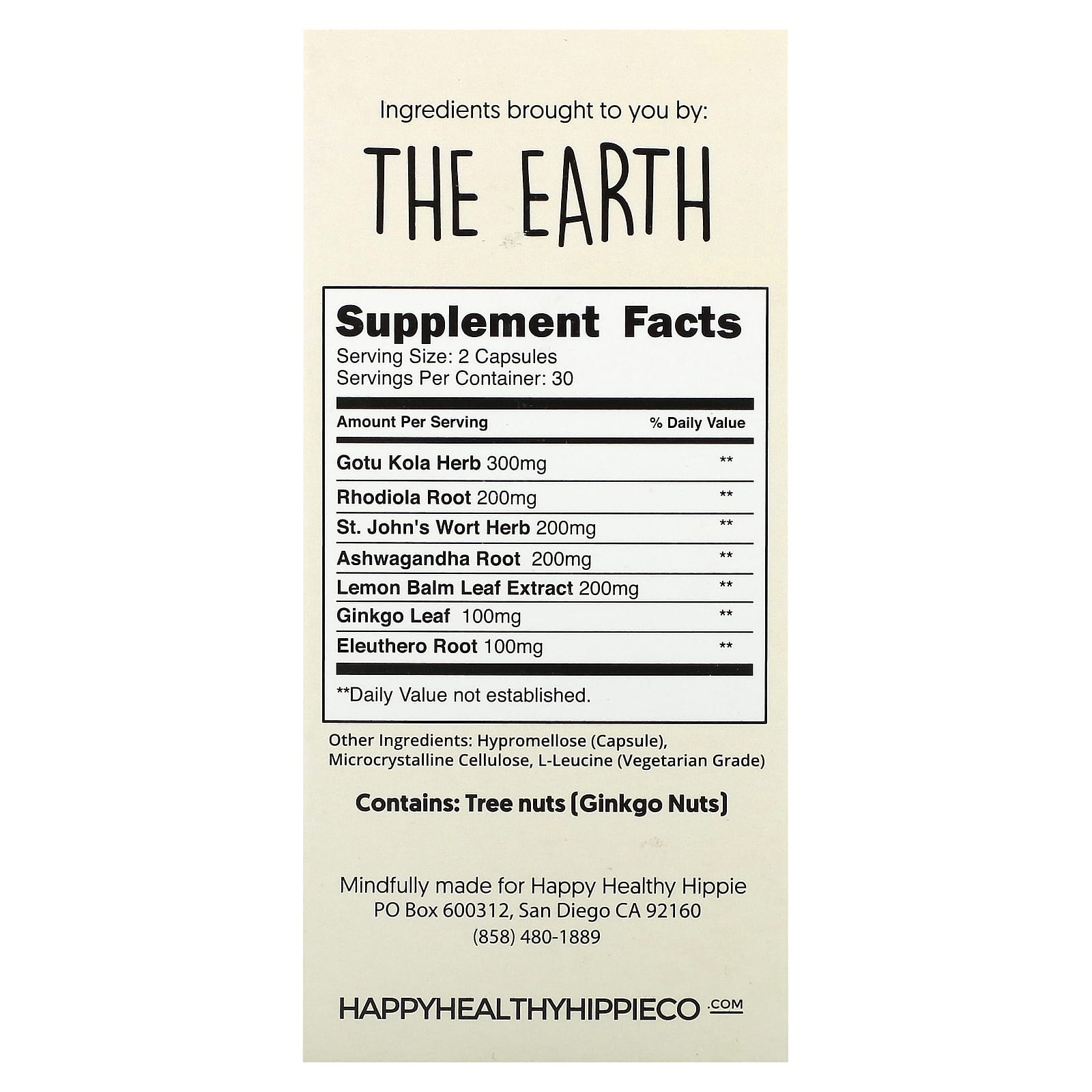 Happy Healthy Hippie, Наполненный радостью, поддерживает позитивное настроение, 60 растительных капсул