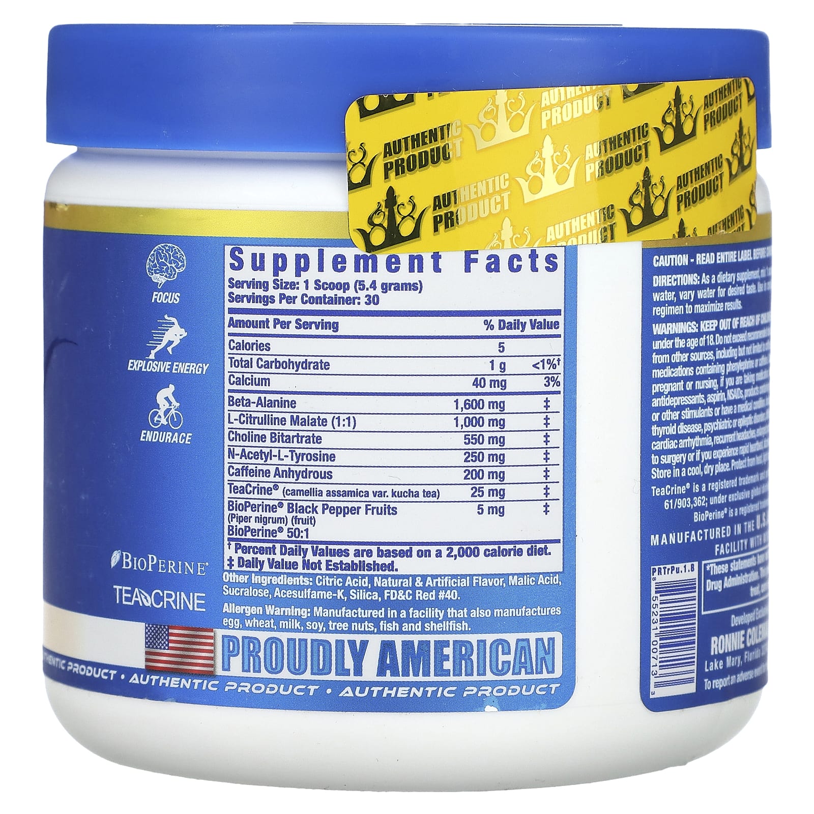 Ronnie Coleman, Vital Edition, Pre XS, тропический пунш, 162 г (5,71 унции)