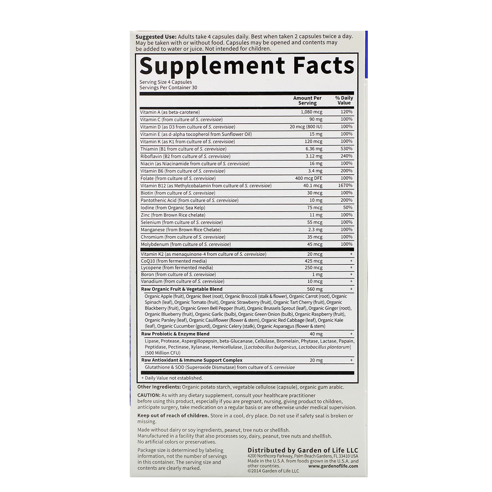 Garden of Life, Vitamin Code, мультивитамины из цельных продуктов для мужчин, 120 вегетарианских капсул