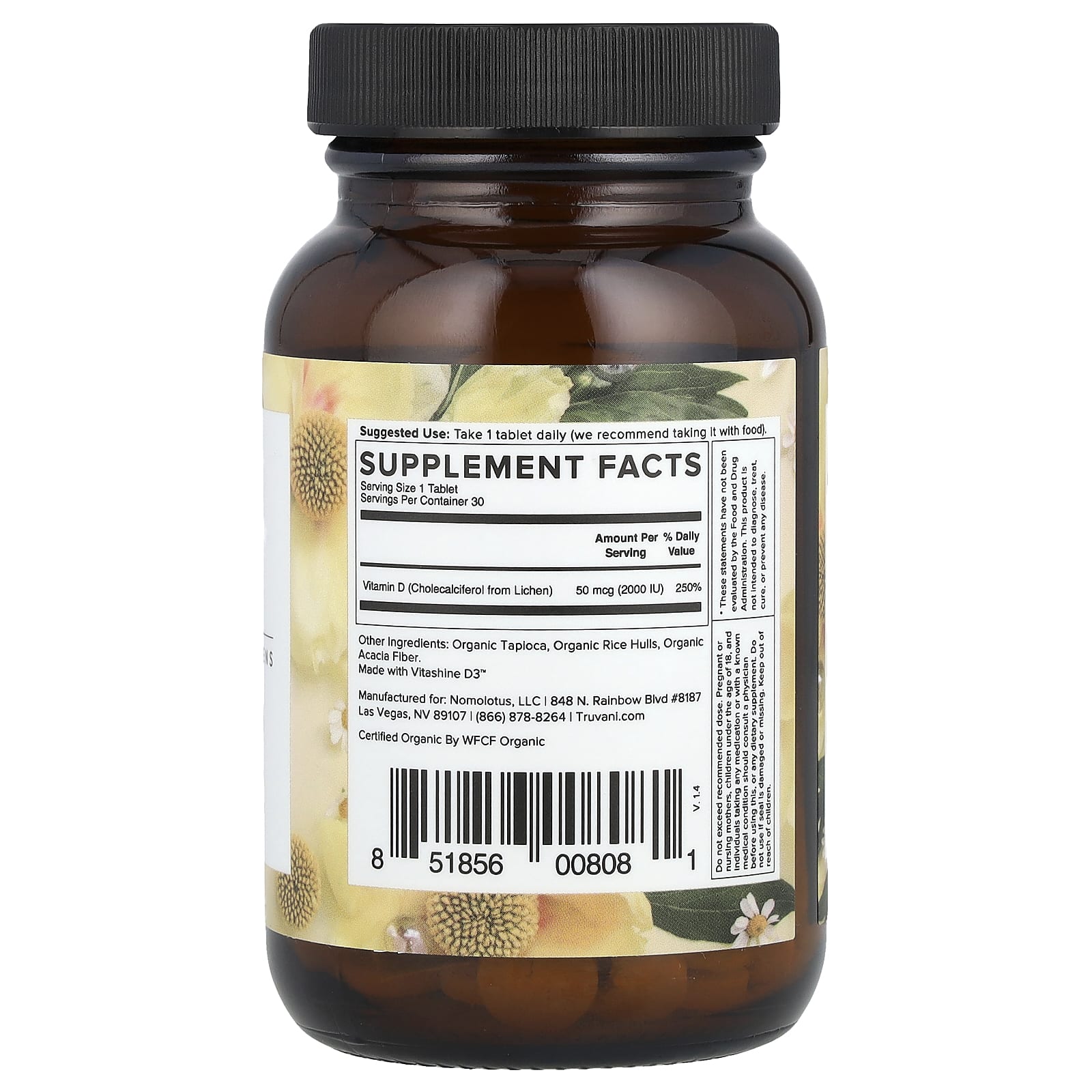 Truvani, Витамин D3, 50 мкг (2000 МЕ), 30 таблеток