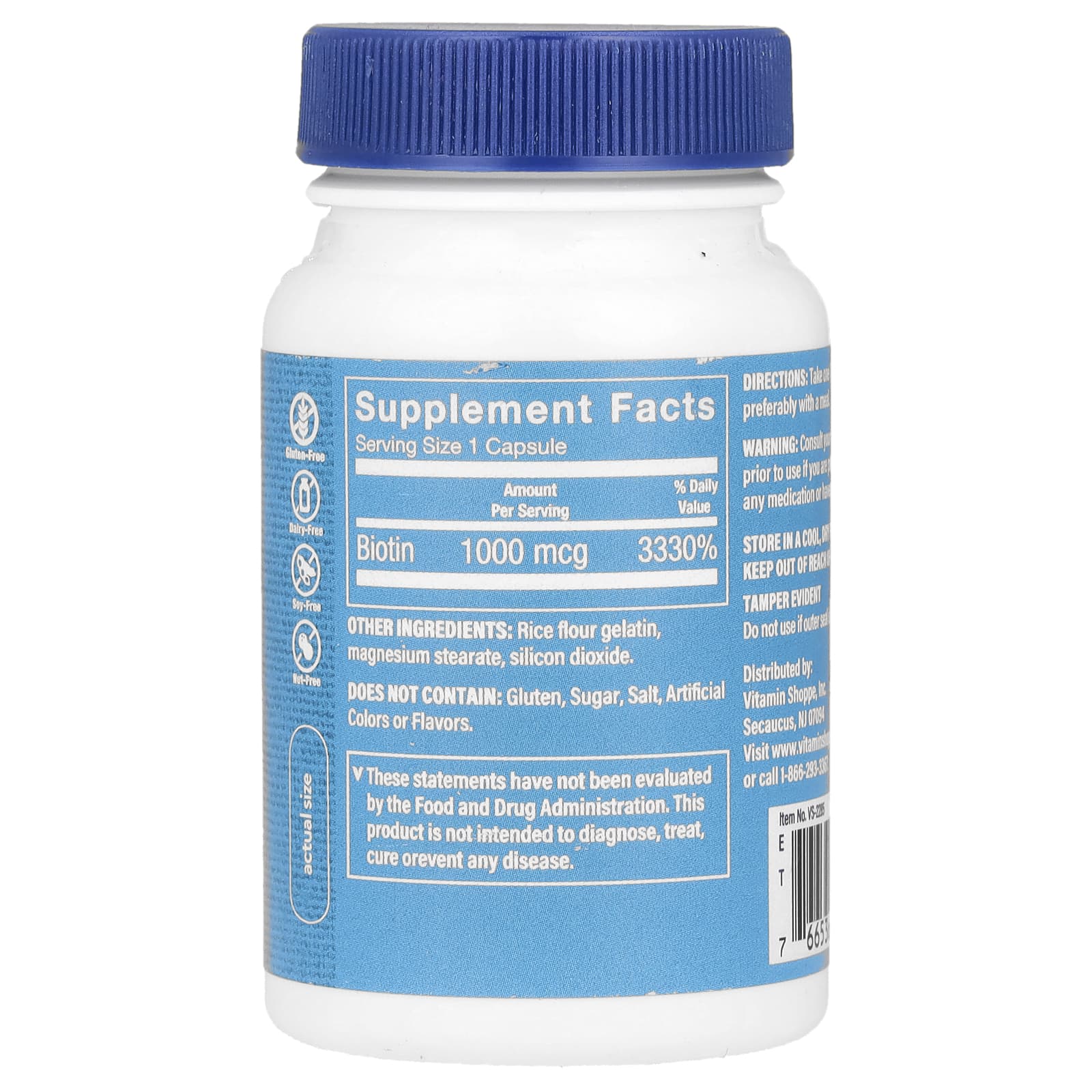 The Vitamin Shoppe, Биотин, 1000 мкг, 100 капсул