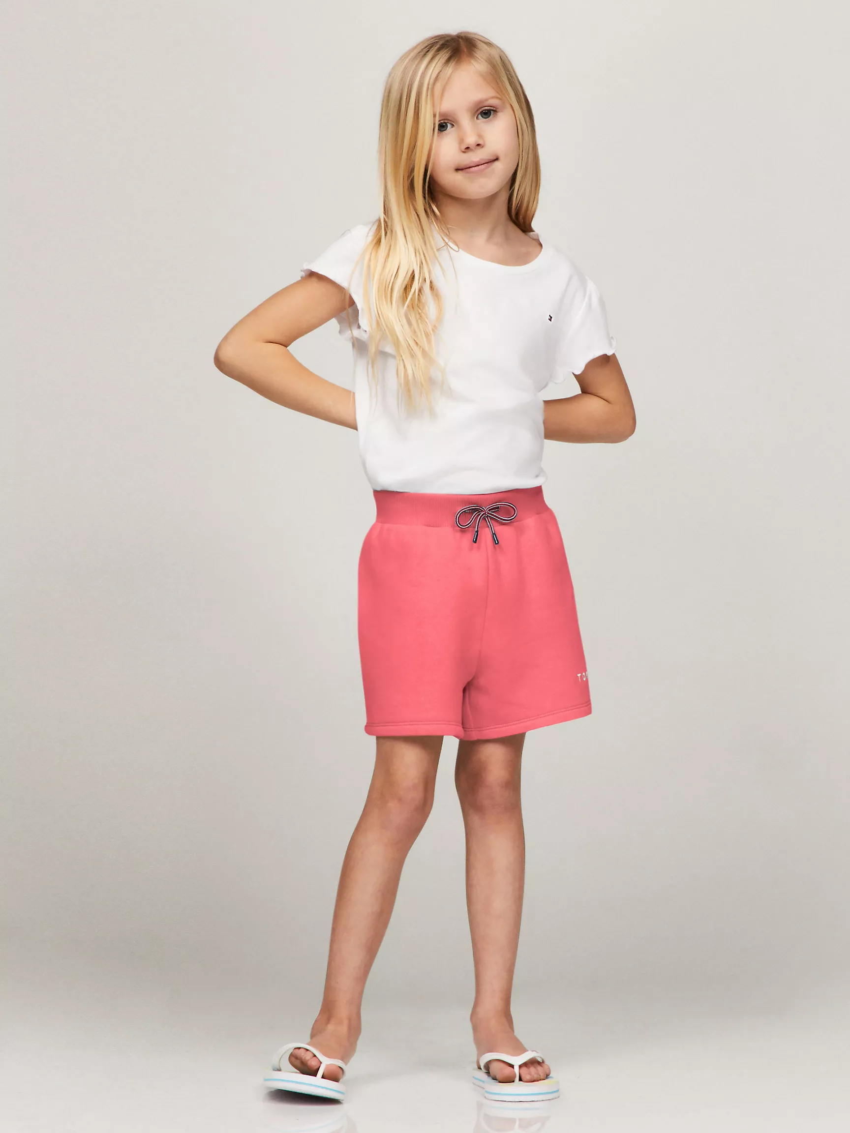 Короткие шорты для девочек Tommy Hilfiger, Детские вязаные спортивные шорты с логотипом