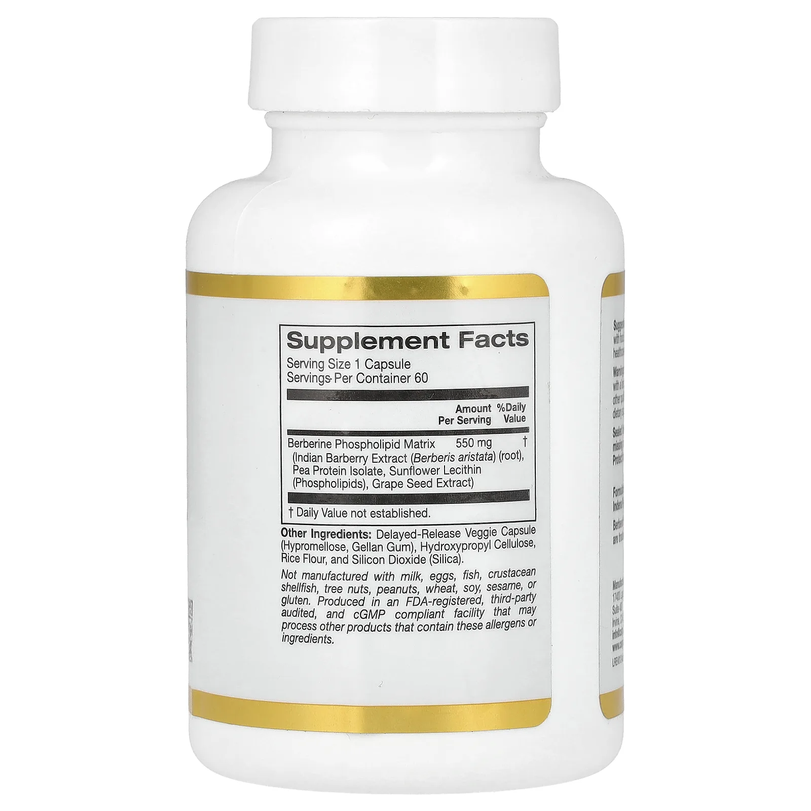 California Gold Nutrition, Berberine Advanced, берберин с фитосомами Berbevis, 550 мг, 60 растительных капсул