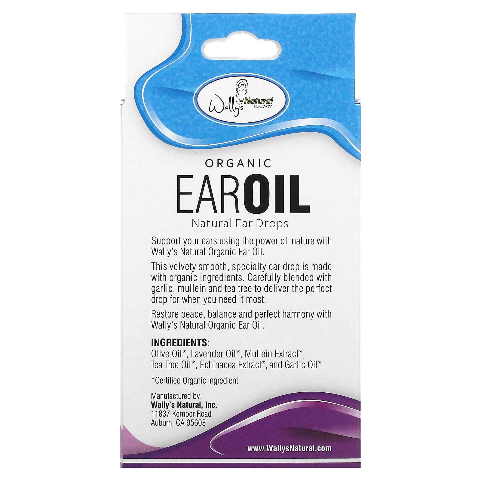 Wally's Natural, Органическое масло для ушей, 30 мл (1 жидк. Унция)