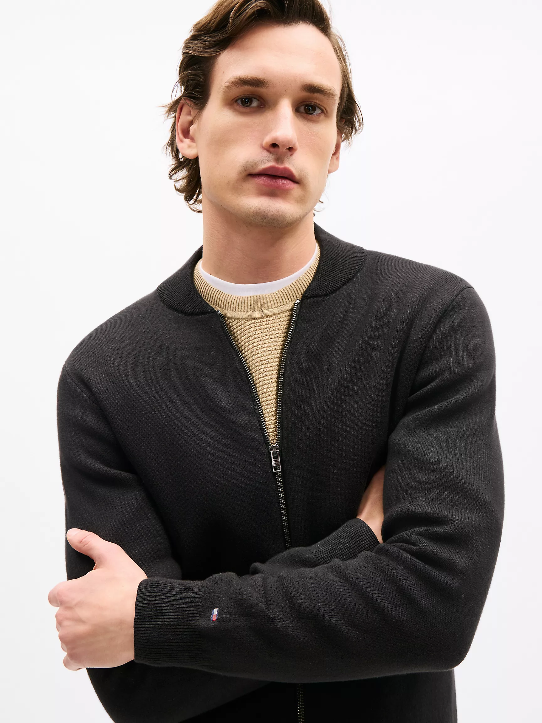 Мужской свитер Tommy Hilfiger, Хлопковый бейсбольный кардиган на молнии