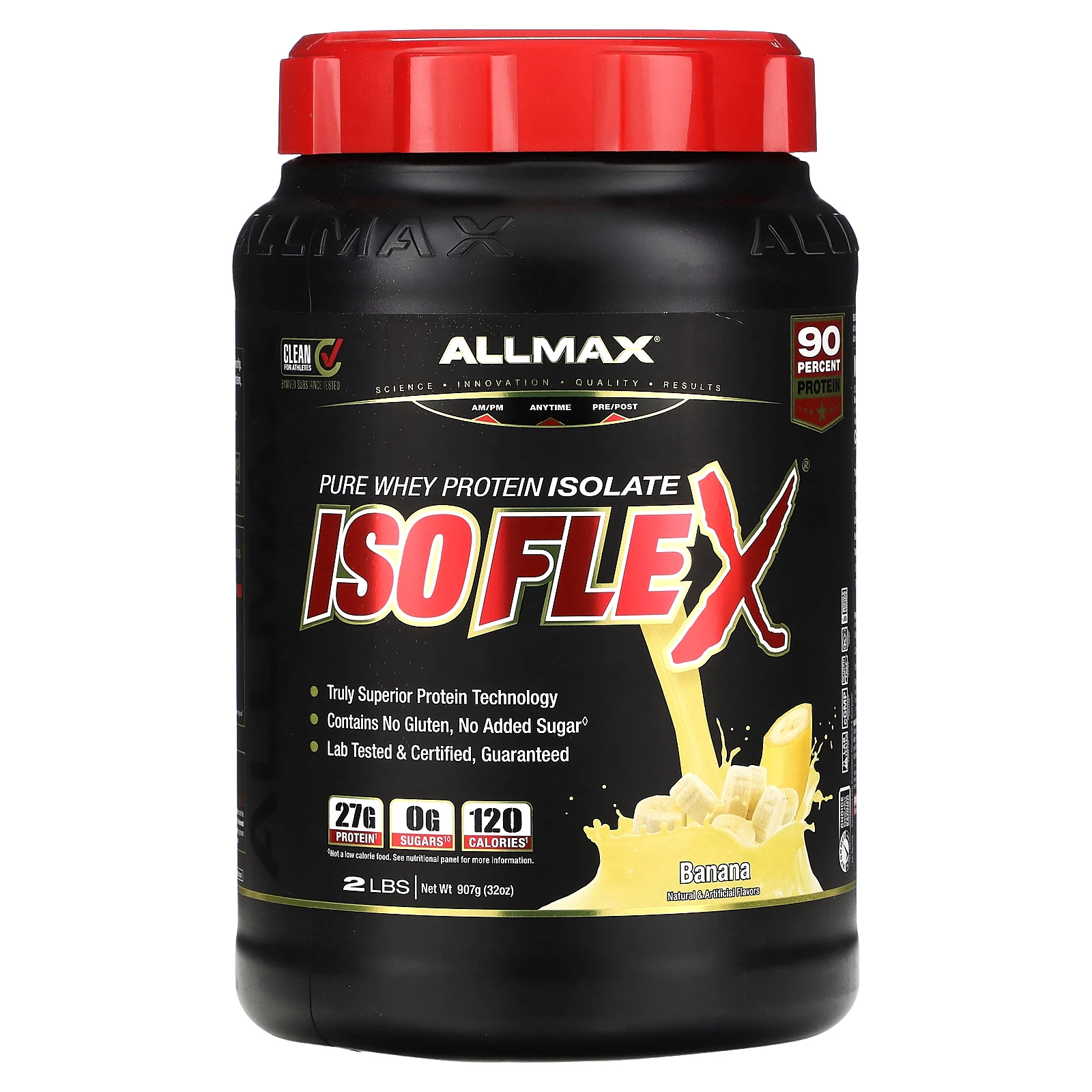 ALLMAX, Isoflex, на 100% чистый изолят сывороточного протеина, со вкусом банана, 907 г (2 фунта)