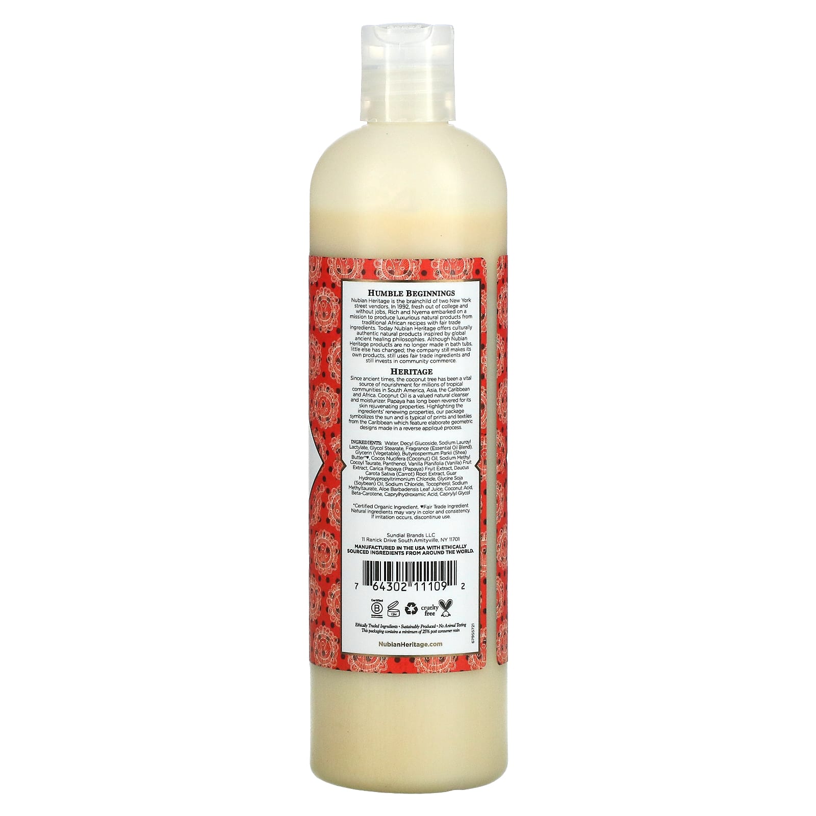 Nubian Heritage, Гель для тела, Кокос и папайя с экстрактами ванильных бобов, 13 жидких унций (384 мл)