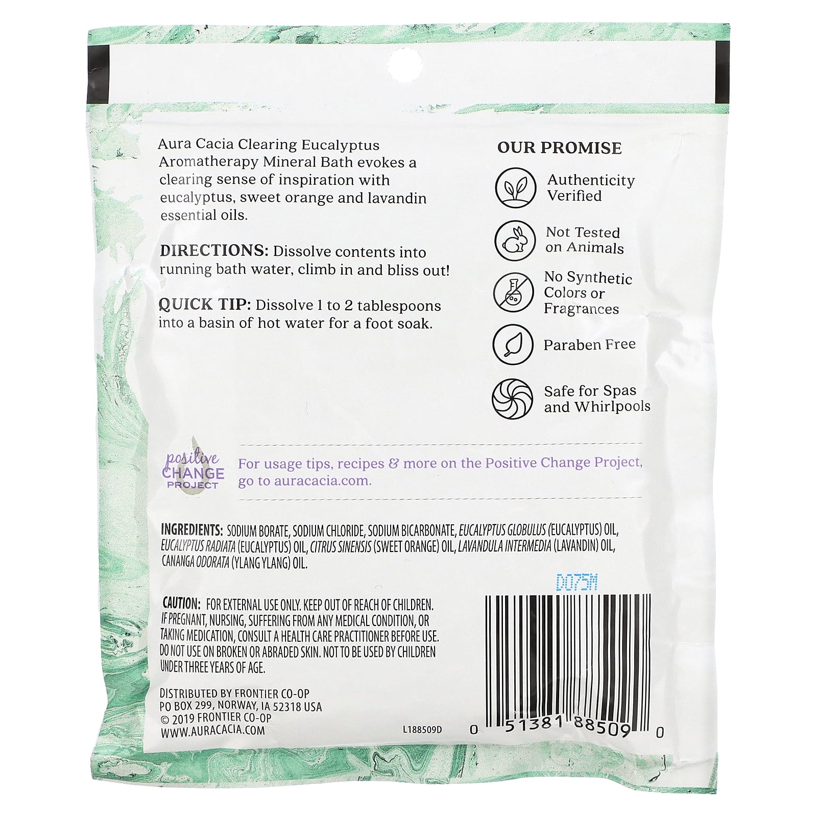 Aura Cacia, Минеральная ванна для ароматерапии, очищающий эвкалипт, 70,9 г (2,5 унции)