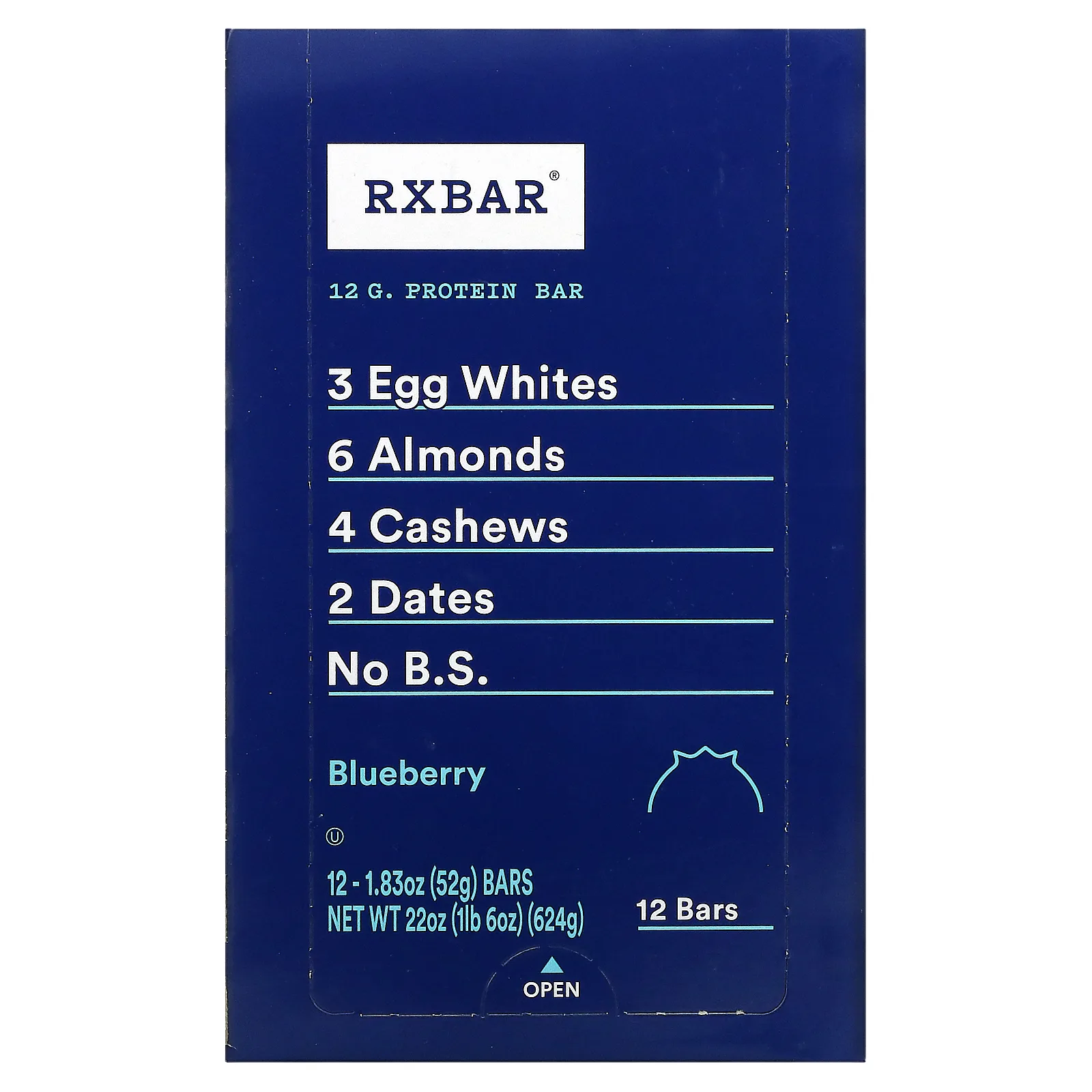 RXBAR, Протеиновый батончик, черника, 12 батончиков по 1,83 унции (52 г) каждый