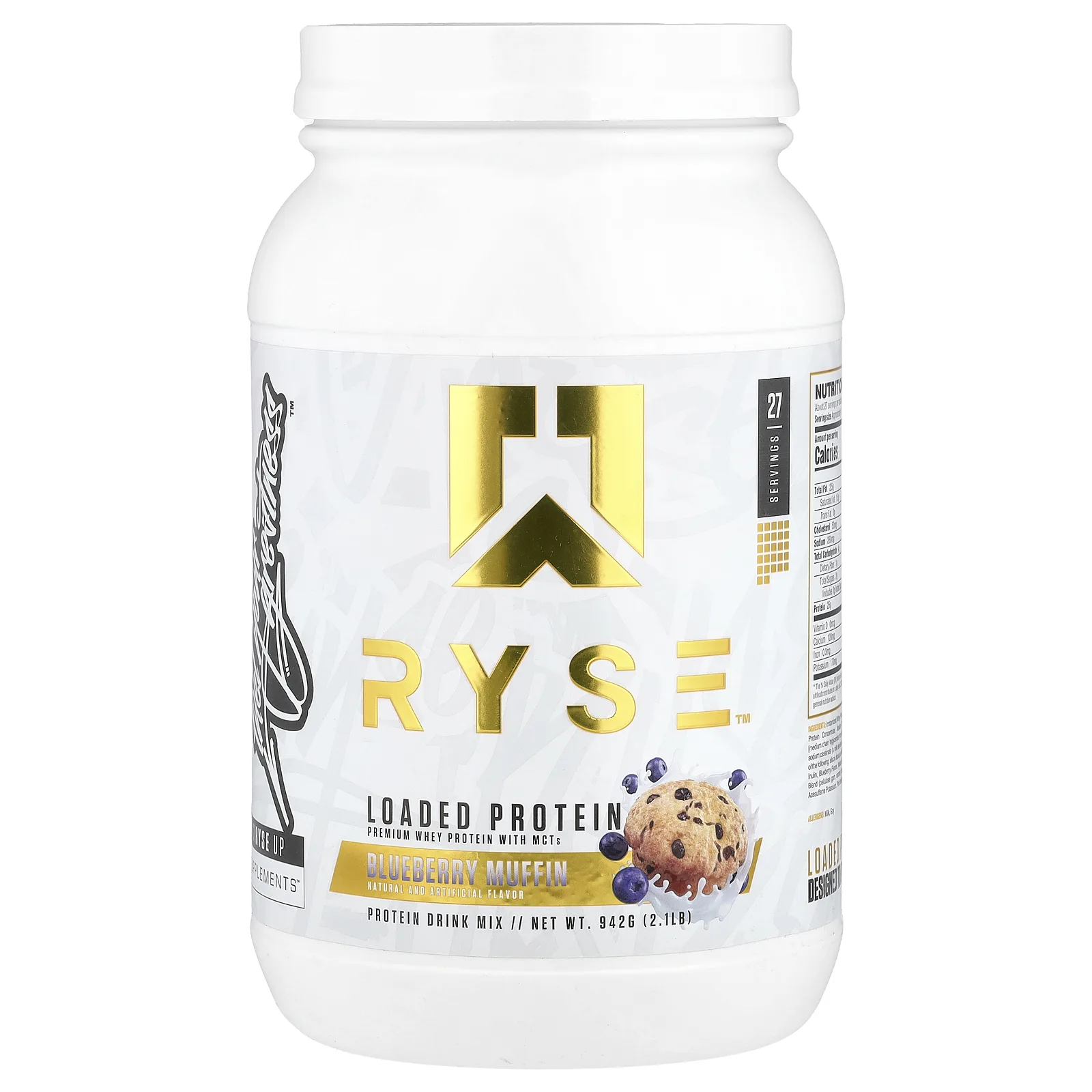 RYSE, Загруженный протеин, сывороточный протеин премиального качества со среднецепочечными триглицеридами, голубика, 942 г (2,1 фунта)