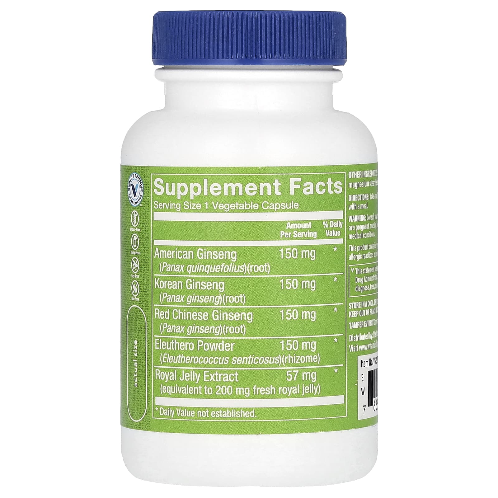 The Vitamin Shoppe, комплекс с женьшенем, 60 вегетарианских капсул