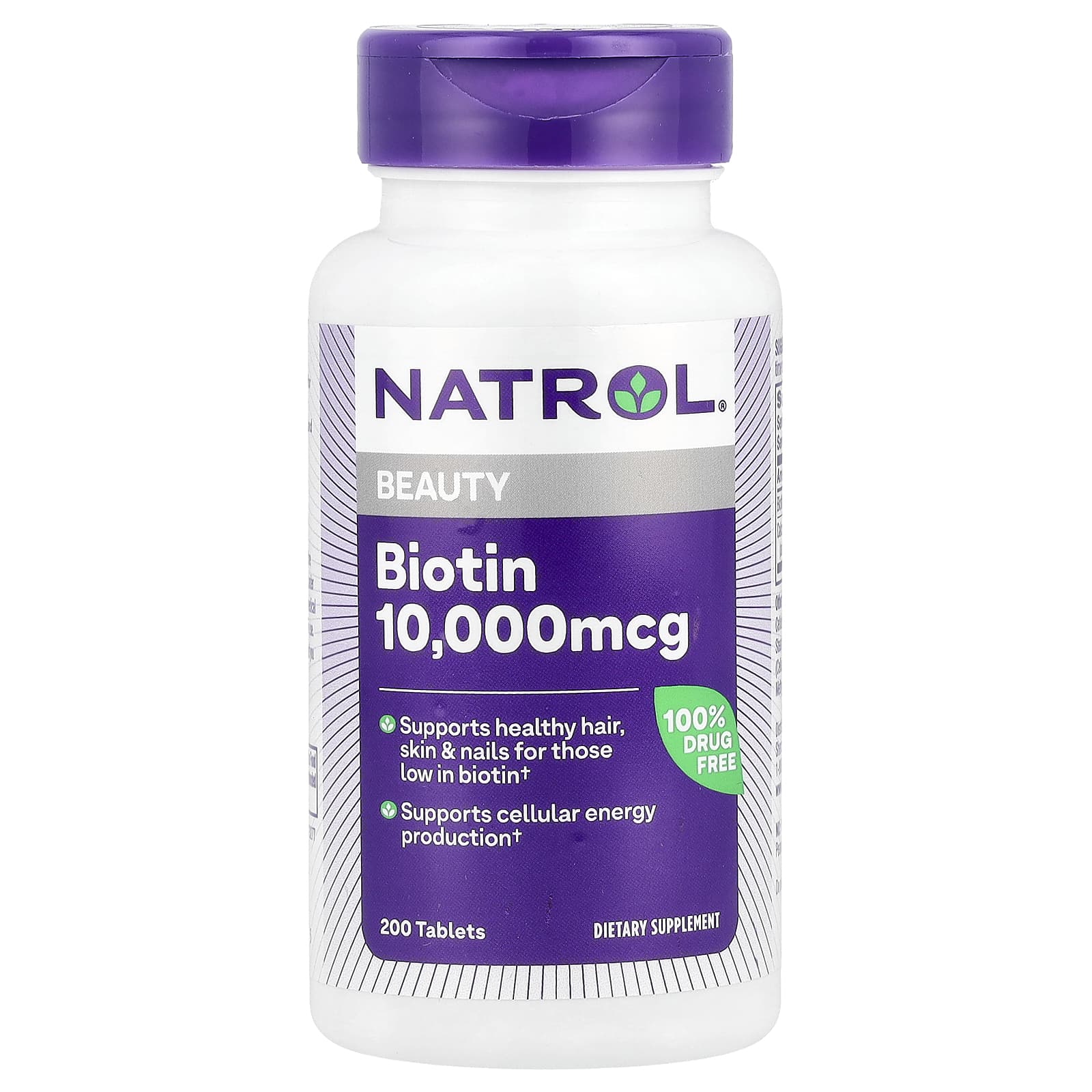 Natrol, биотин, максимальная сила действия, 10 000 мкг, 200 таблеток