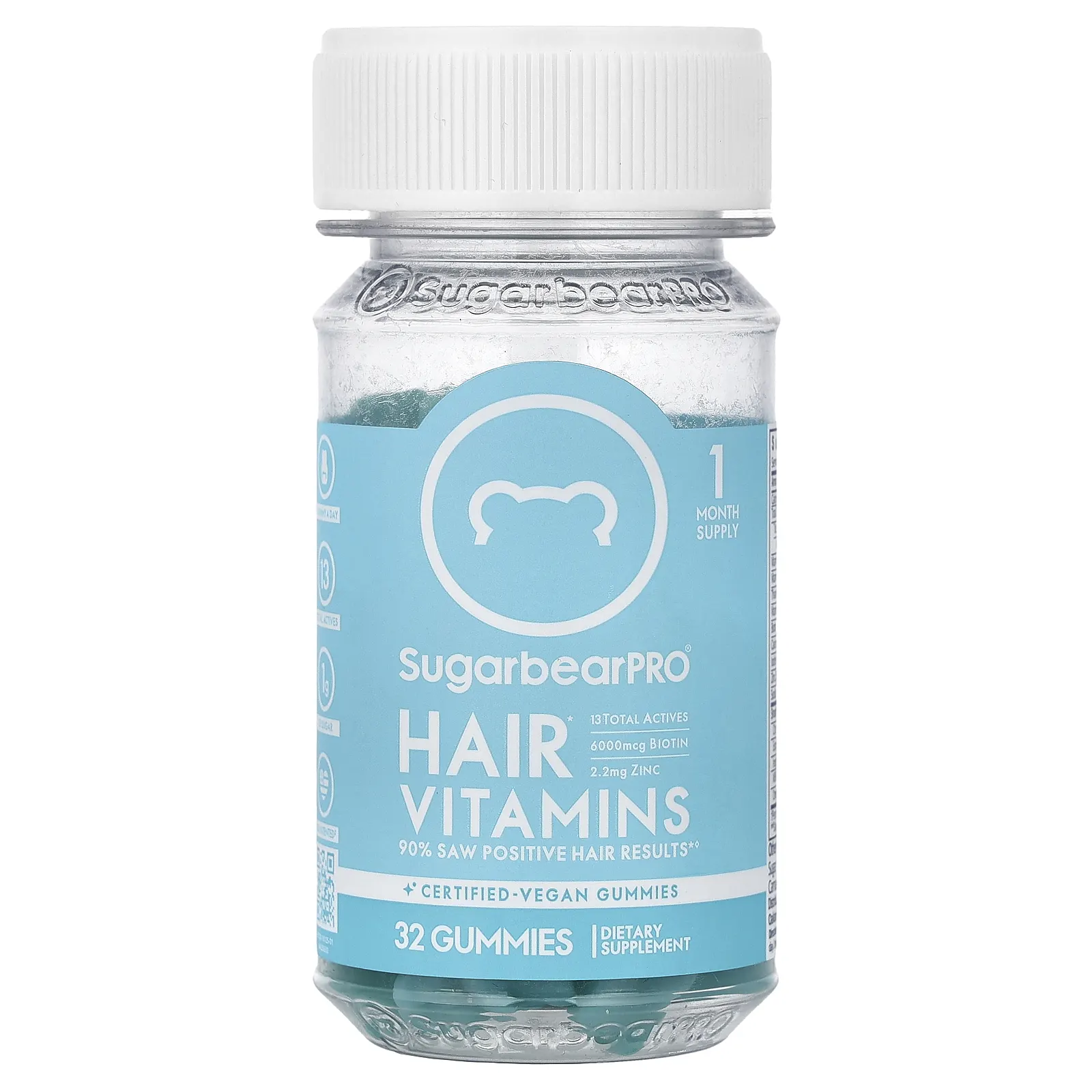 SugarbearPro, жевательные витамины для волос, 32 жевательные конфеты