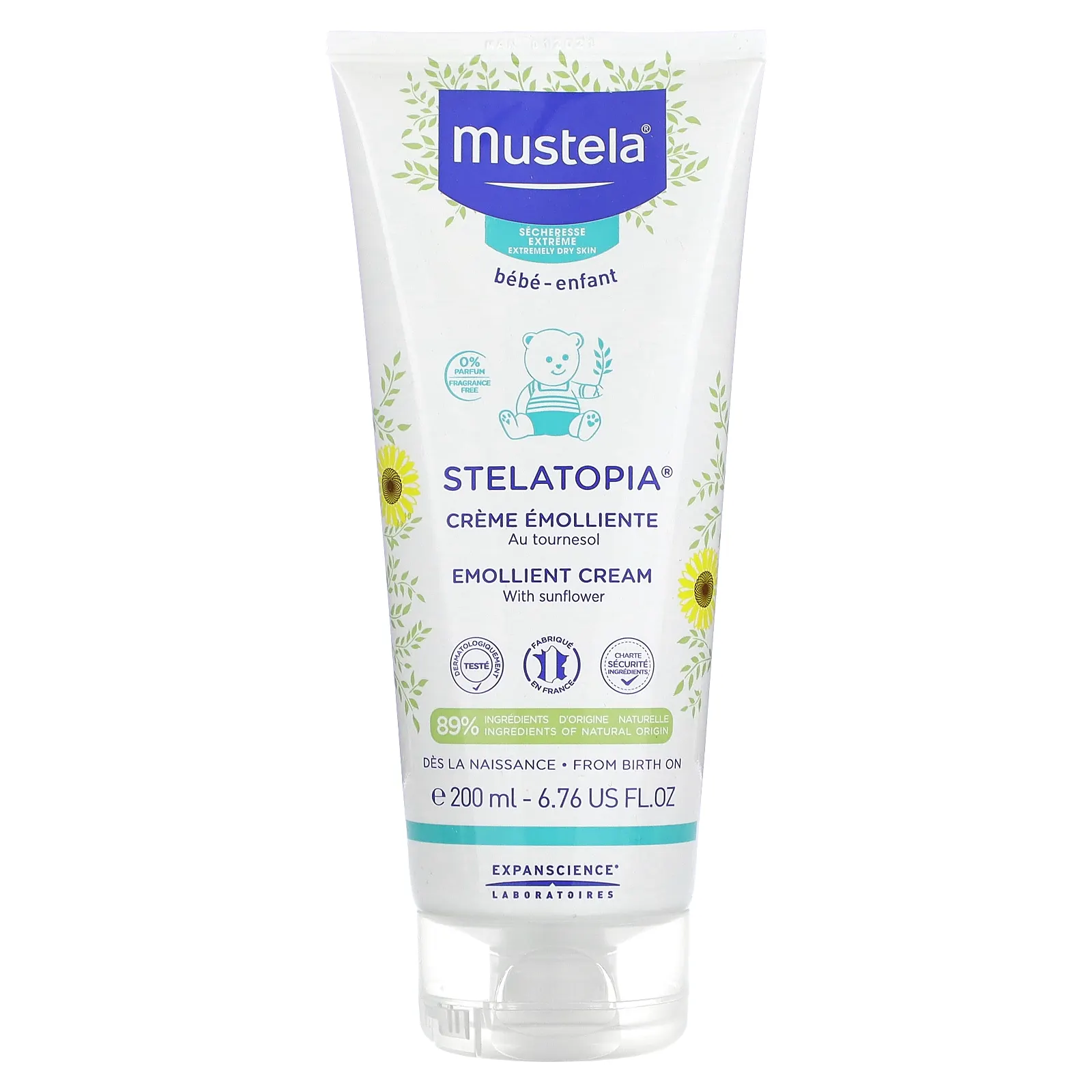 Mustela, Stelatopia, Смягчающий крем с подсолнечником, без отдушек, 6,76 жидких унций (200 мл)