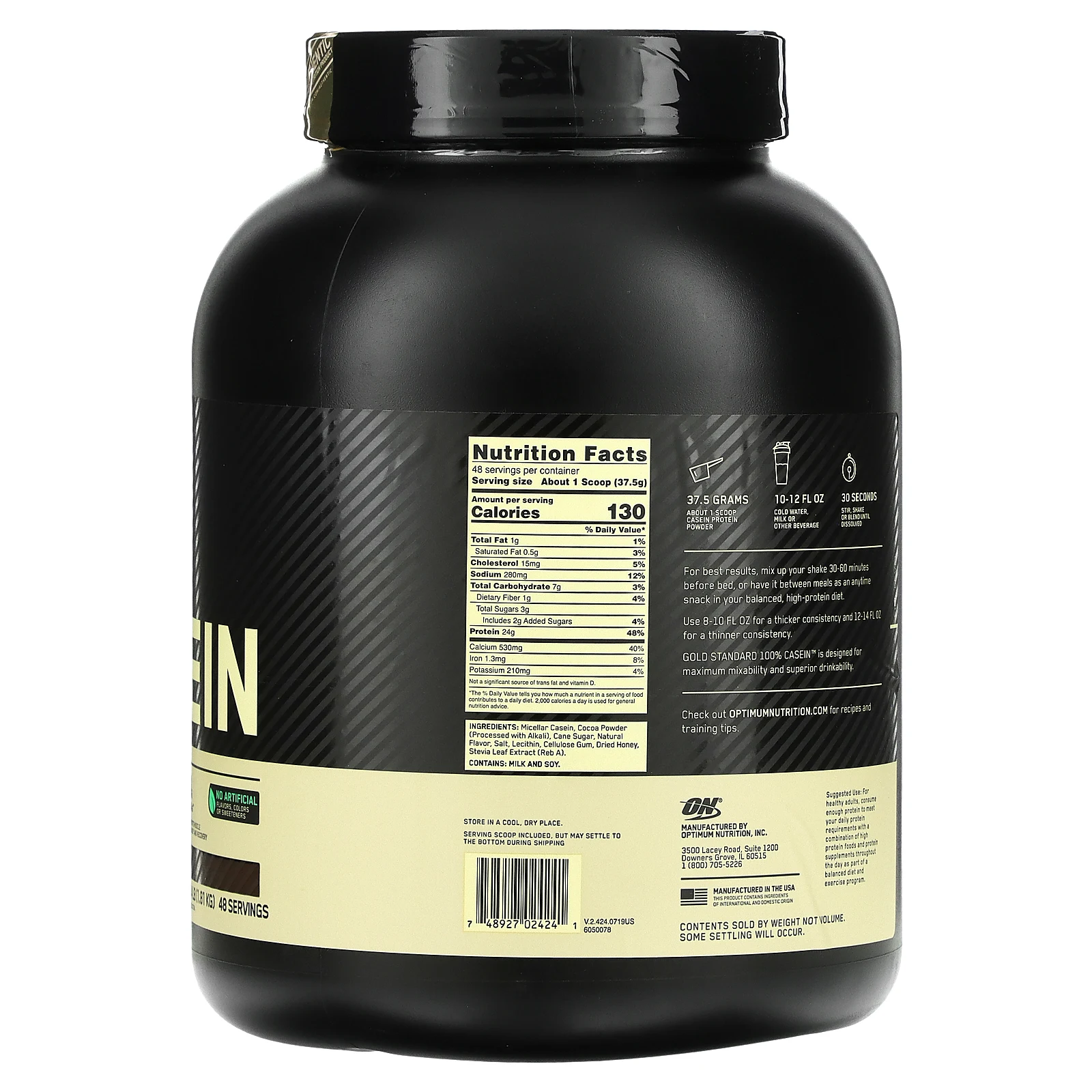Optimum Nutrition, Gold Standard 100% Casein, с натуральными ароматизаторами со вкусом шоколадного крема, 1,81 кг (4 фунта)