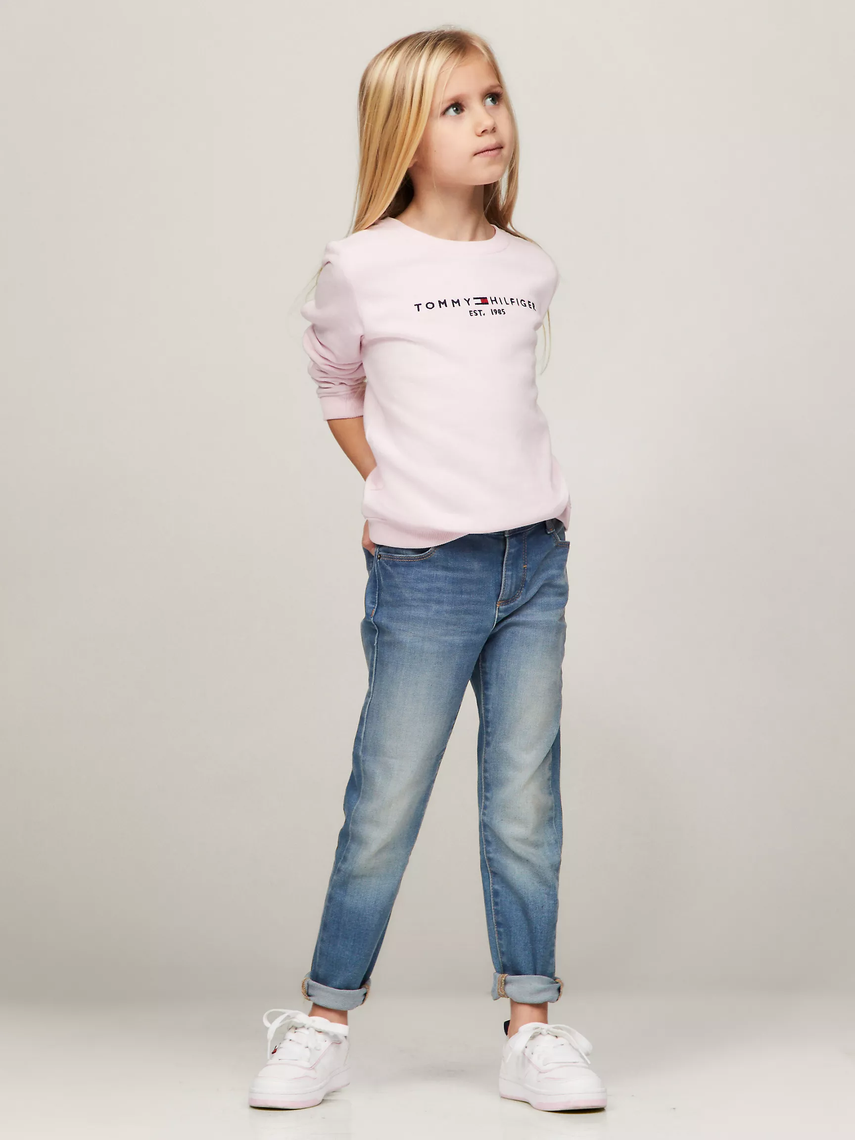 Толстовка для девочек Tommy Hilfiger, Детский свитшот с вышитым логотипом Tommy