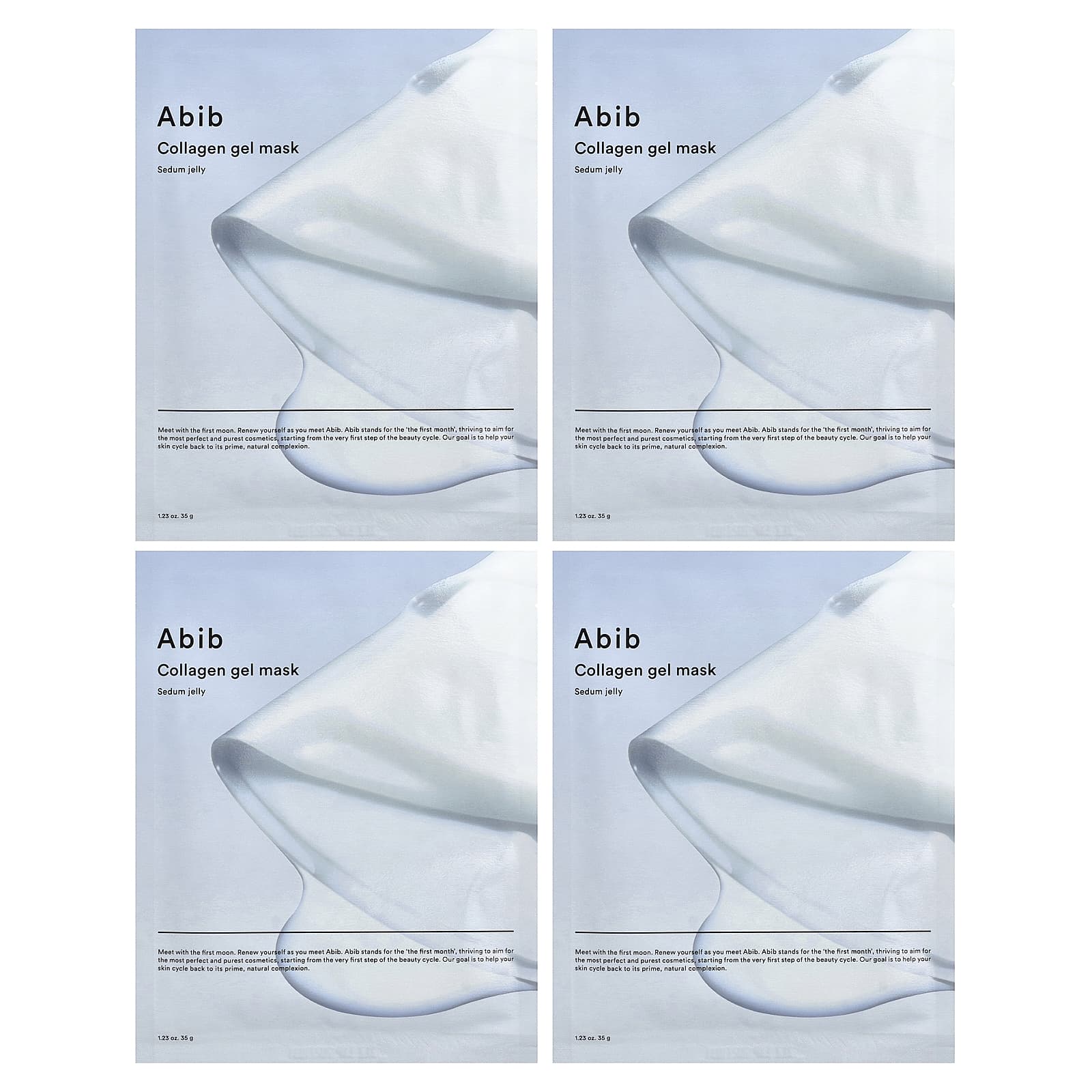 Abib, гелевая косметическая маска с коллагеном, очитковое желе, 4 шт. по 35 г (1,23 унции)