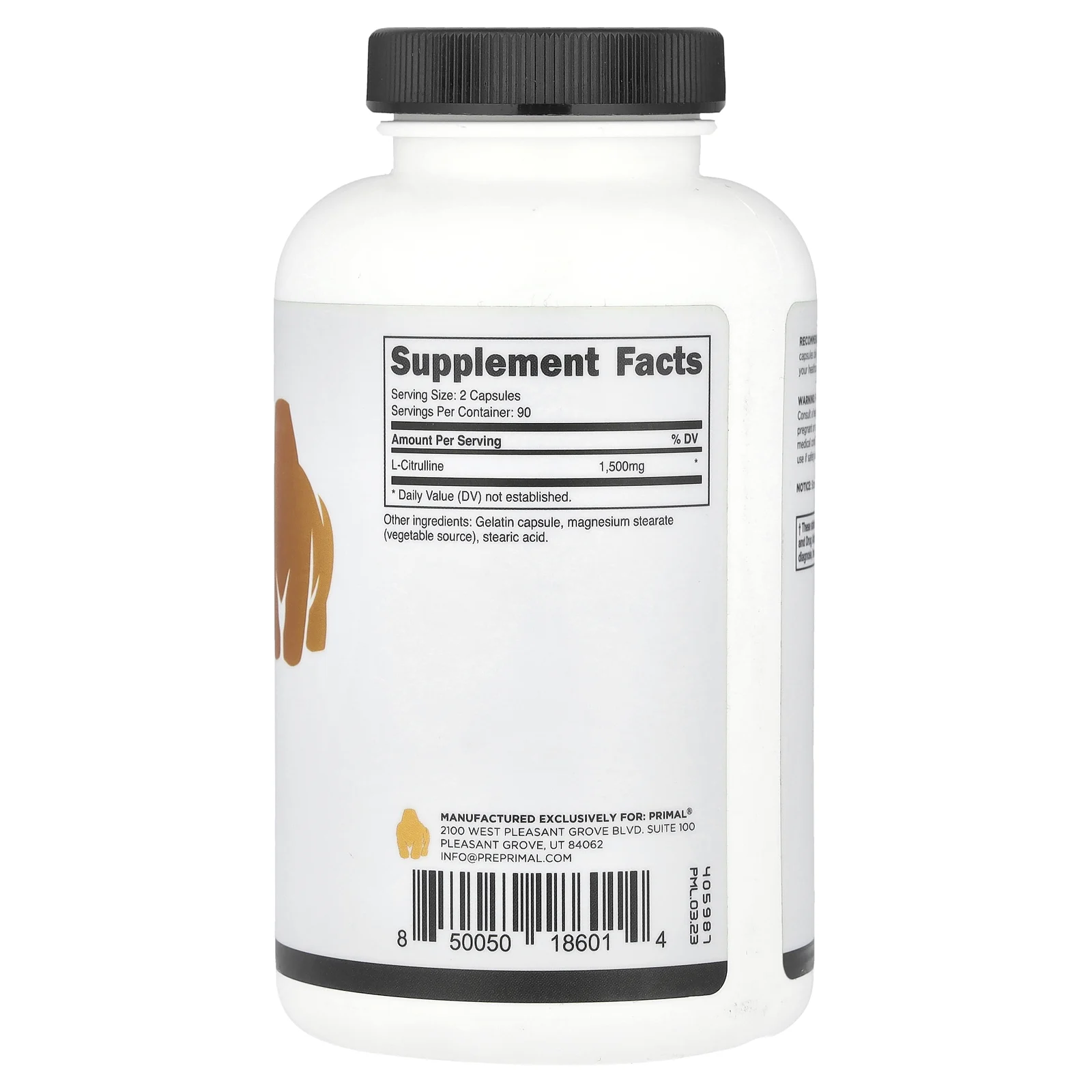 PrePrimal, L-цитруллин, 1500 мг, 180 капсул (750 мг в одной капсуле)