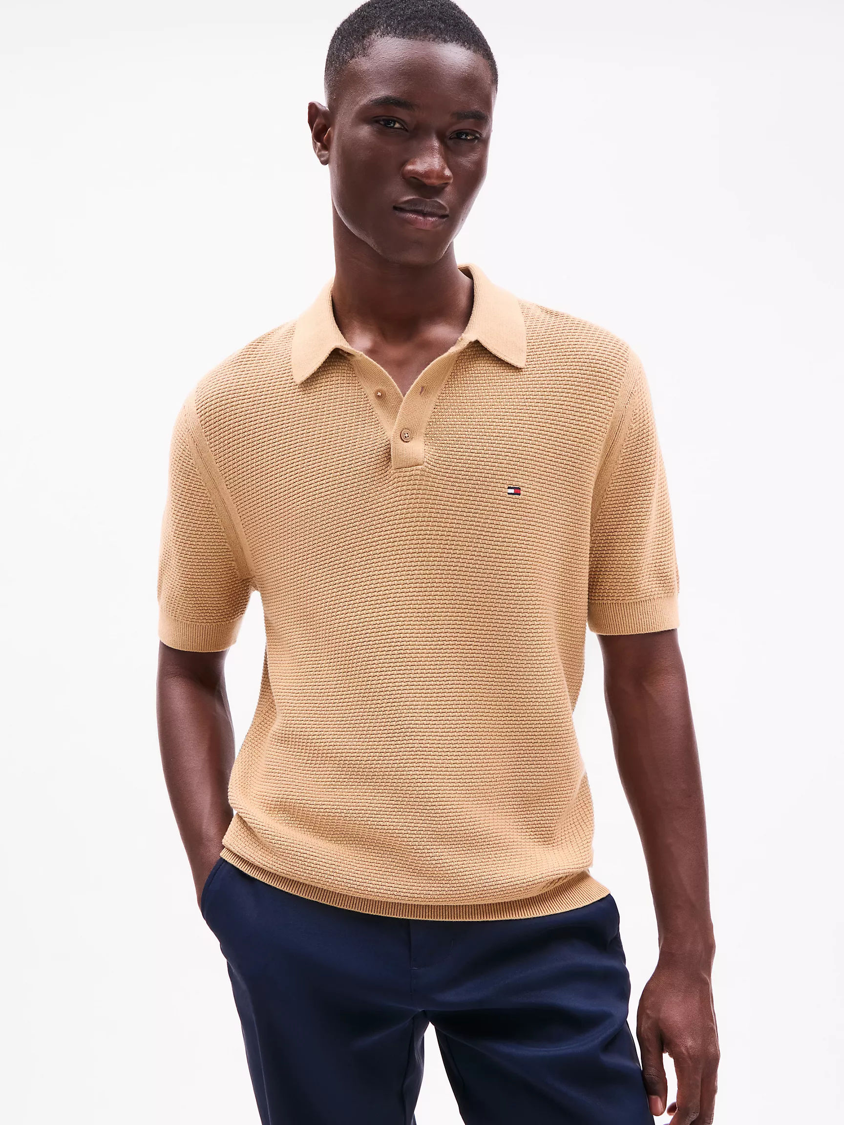 Мужской свитер Tommy Hilfiger, Свитер-поло с узором "прямоугольные стежки"