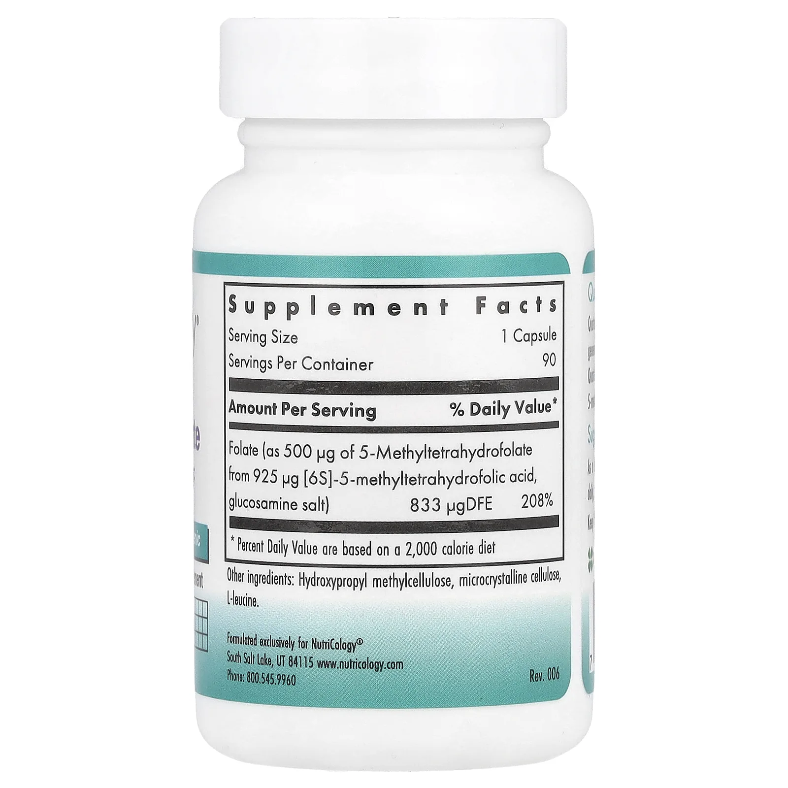 Nutricology, QuatreActiv фолат, 90 вегетарианских капсул