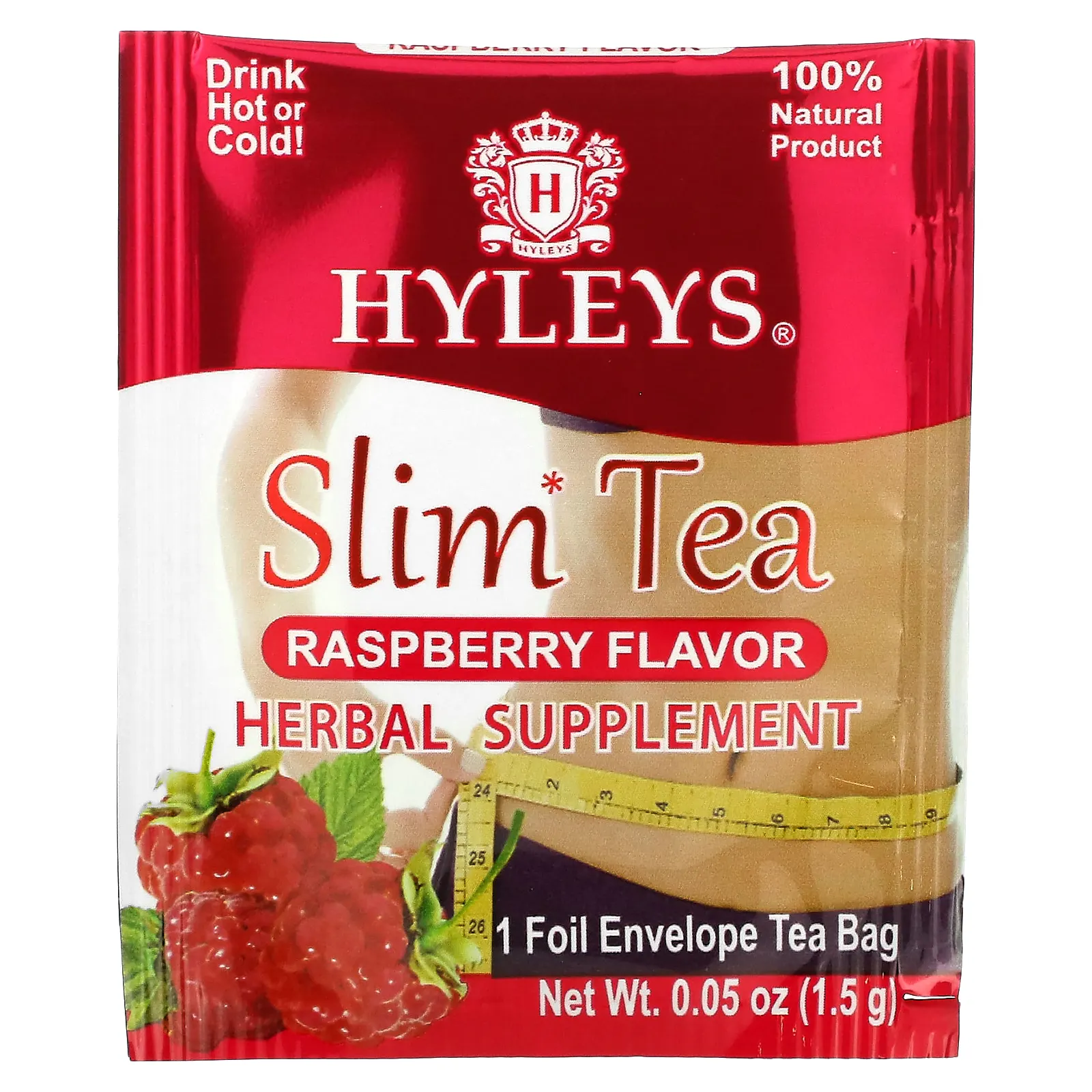 Hyleys Tea, Slim Tea, Малиновый вкус, 25 чайных пакетиков в фольгированных пакетиках, 1,32 унции (37,5 г)