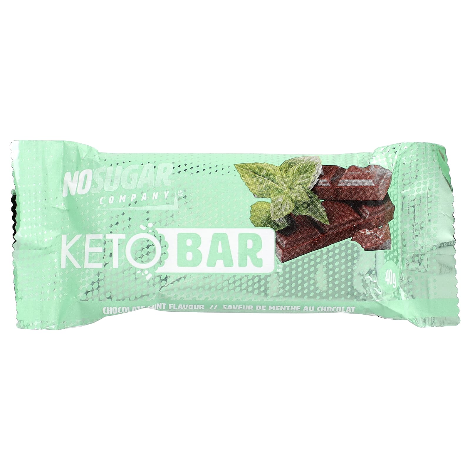 No Sugar Company, Keto Bar™, шоколад и мята, 12 батончиков по 40 г