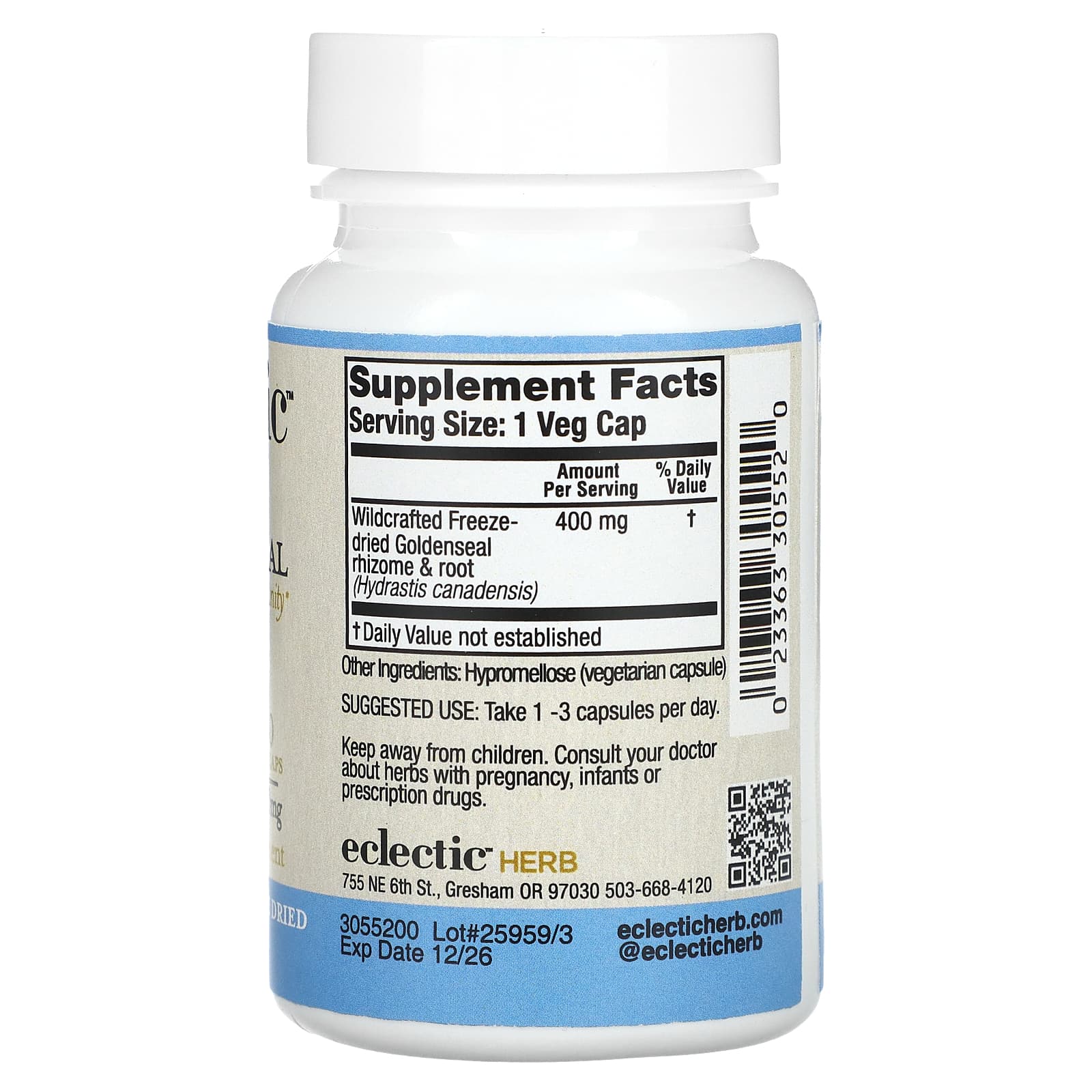 Eclectic Herb, сублимированный желтокорень, 400 мг, 50 растительных капсул