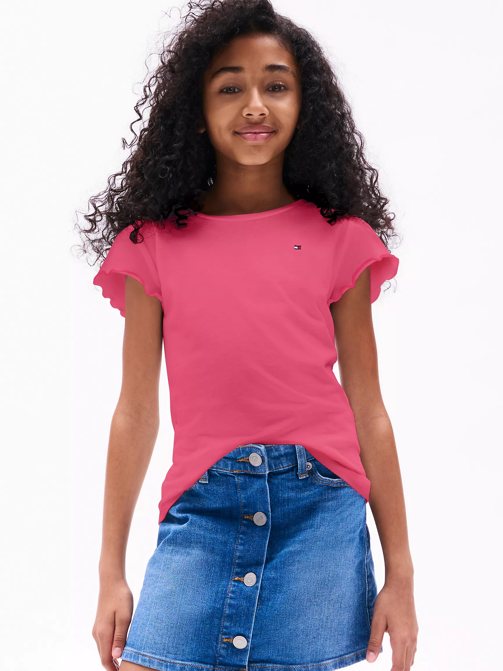 Топ для девочек Tommy Hilfiger, Детская футболка с рукавами-воланами