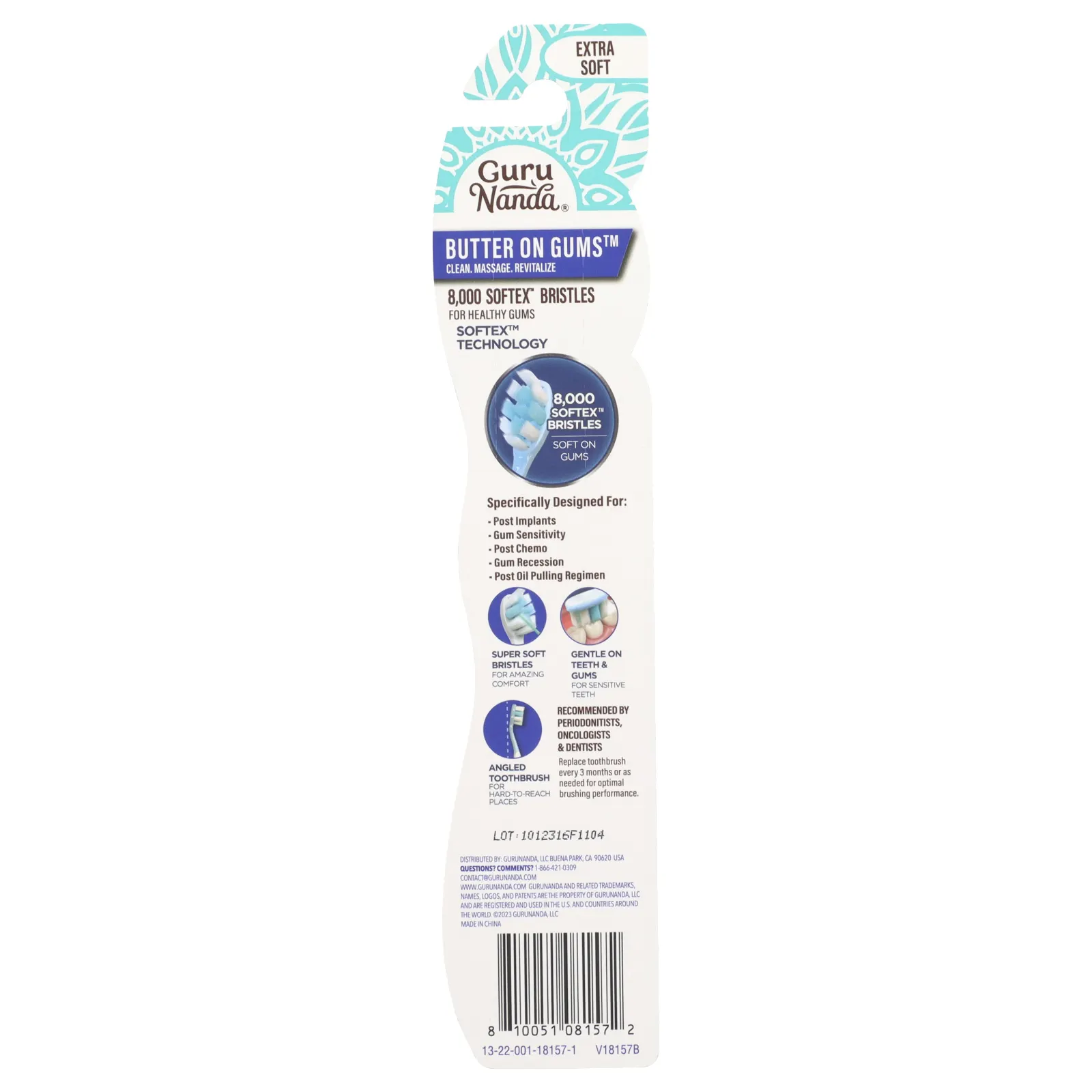 GuruNanda, масло для десен, очень мягкая, 1 шт.