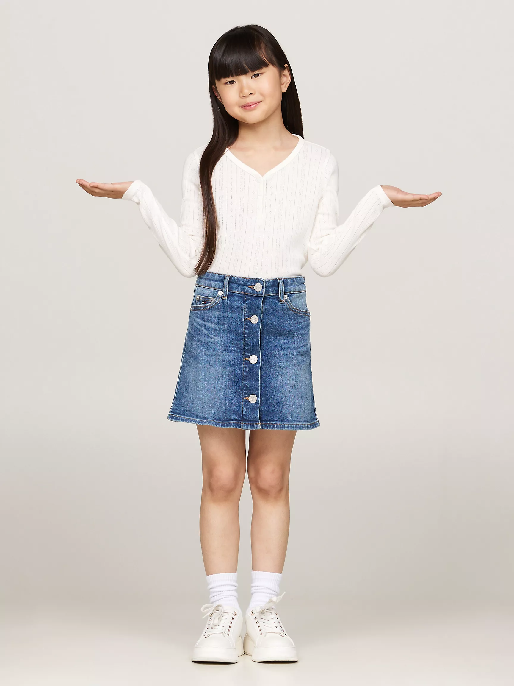 Топ для девочек Tommy Hilfiger, Детская футболка с длинным рукавом и ажурным логотипом