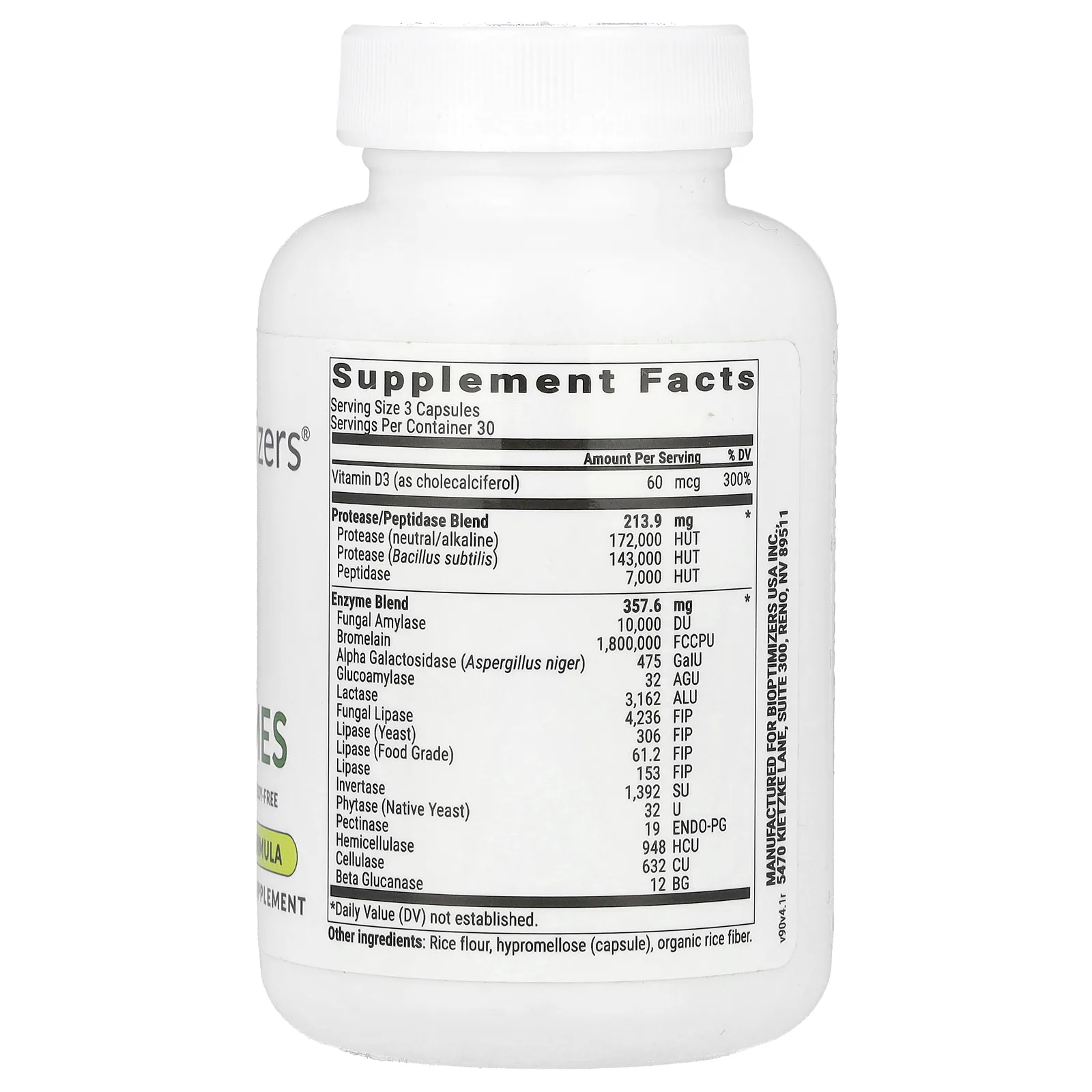 BIOptimizers, Masszymes`` 90 вегетарианских капсул