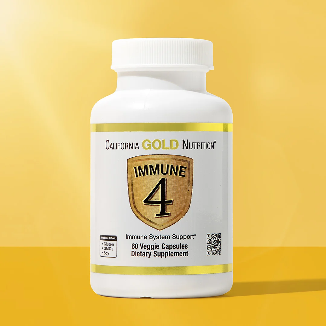 California Gold Nutrition, Immune 4, средство для укрепления иммунитета, 60 вегетарианских капсул