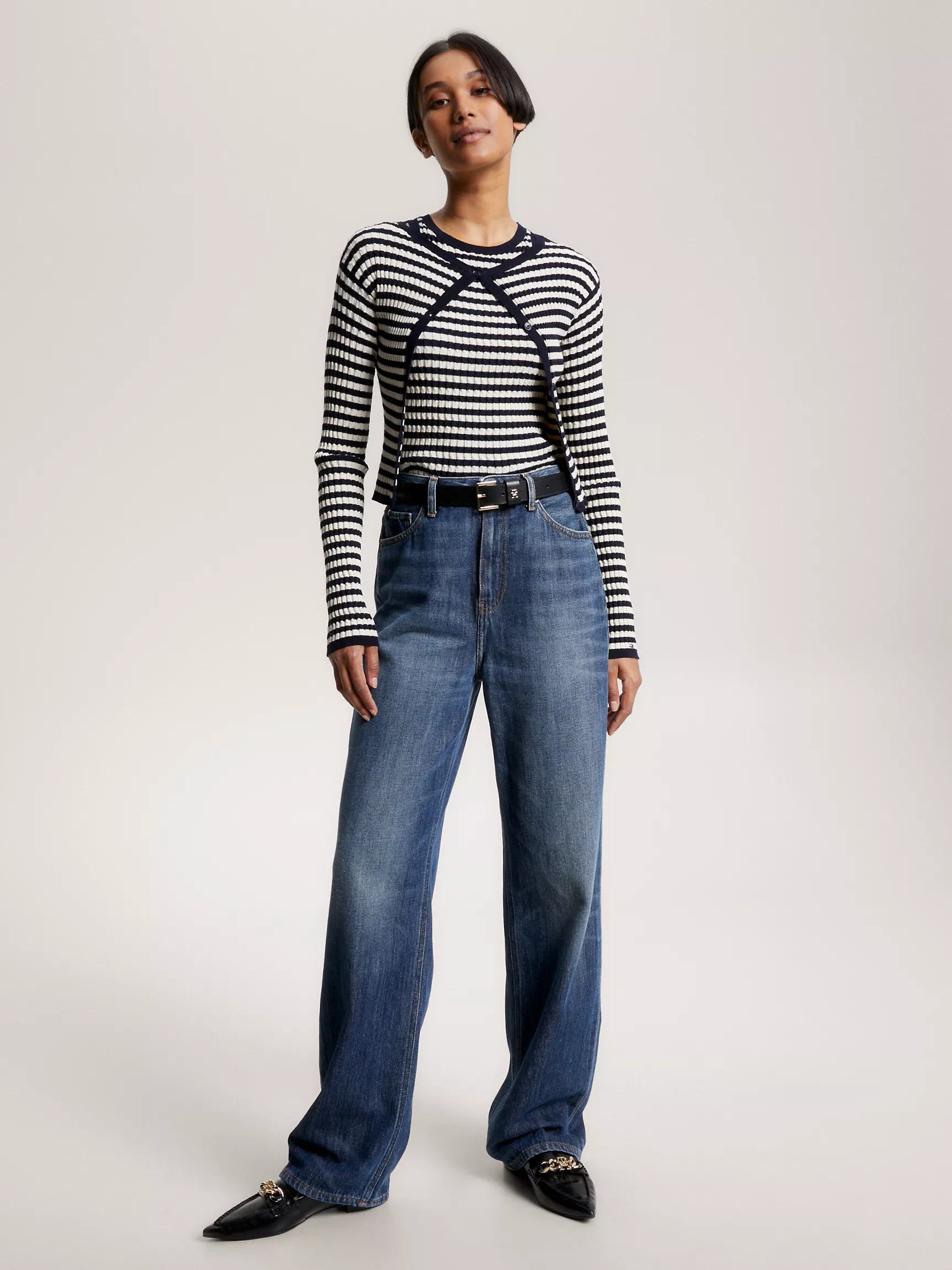 Женский свитер Tommy Hilfiger, Укороченный вязаный свитер с узором "косы"