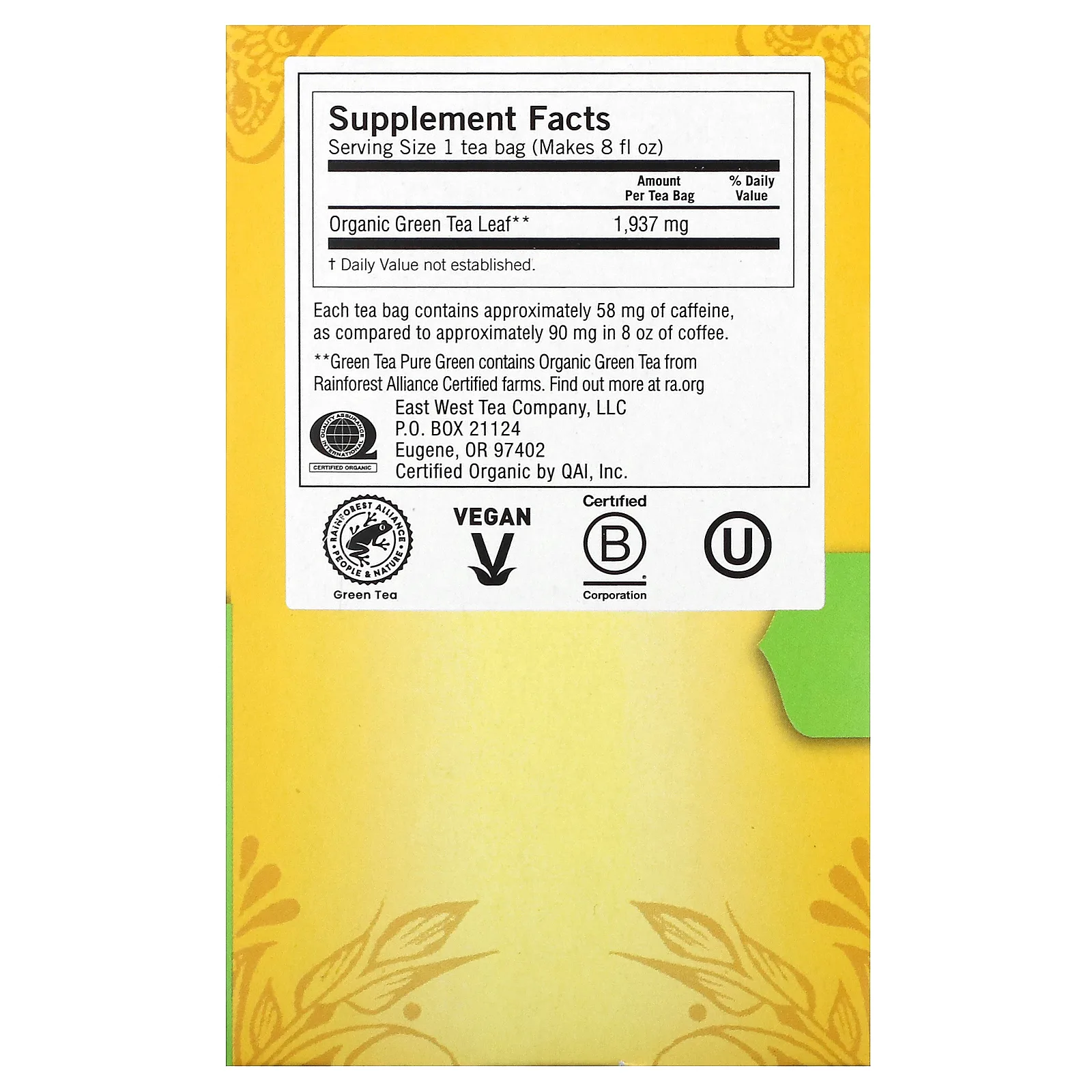 Yogi Tea, чистый зеленый чай, 16 чайных пакетиков, 31 г (1,09 унции)