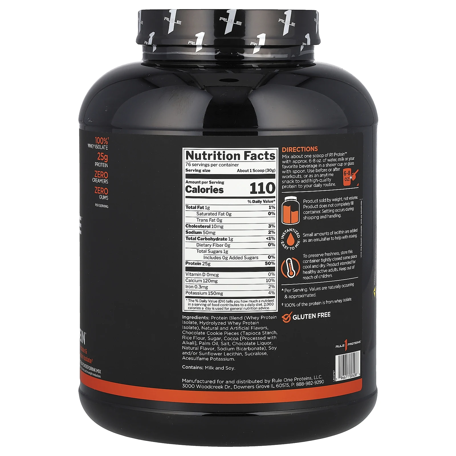Rule One Proteins, R1, протеиновая смесь для приготовления напитка, со вкусом печенья и крема, 2,28 кг (5,03 фунта)