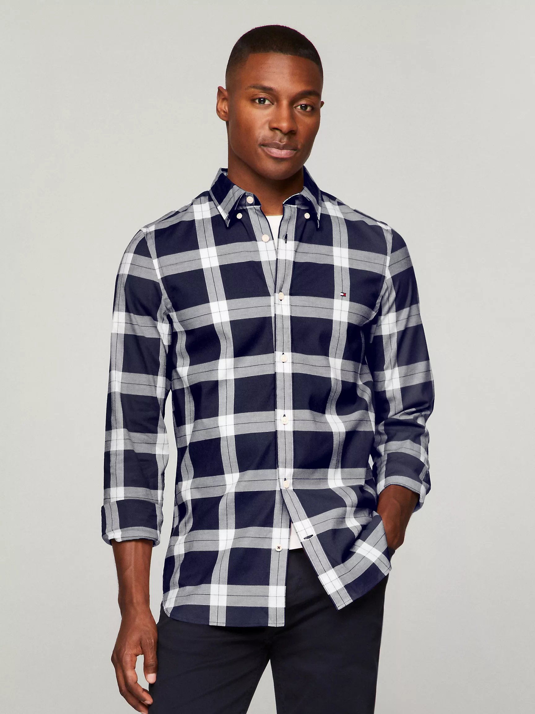 Мужская рубашка Tommy Hilfiger, Приталенная клетчатая рубашка из поплина