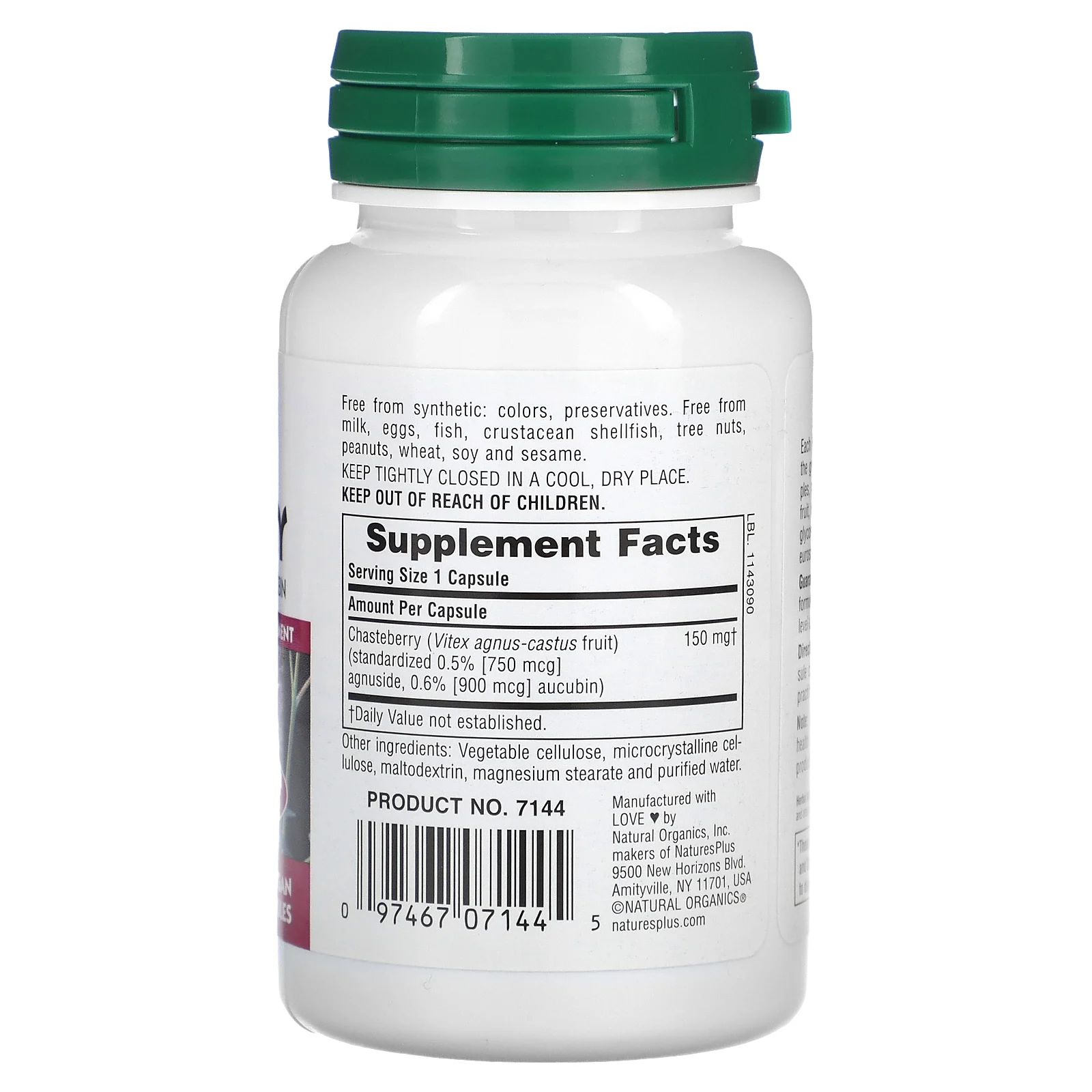 NaturesPlus, Herbal Actives, Chasteberry, 150 мг, 60 веганских капсул