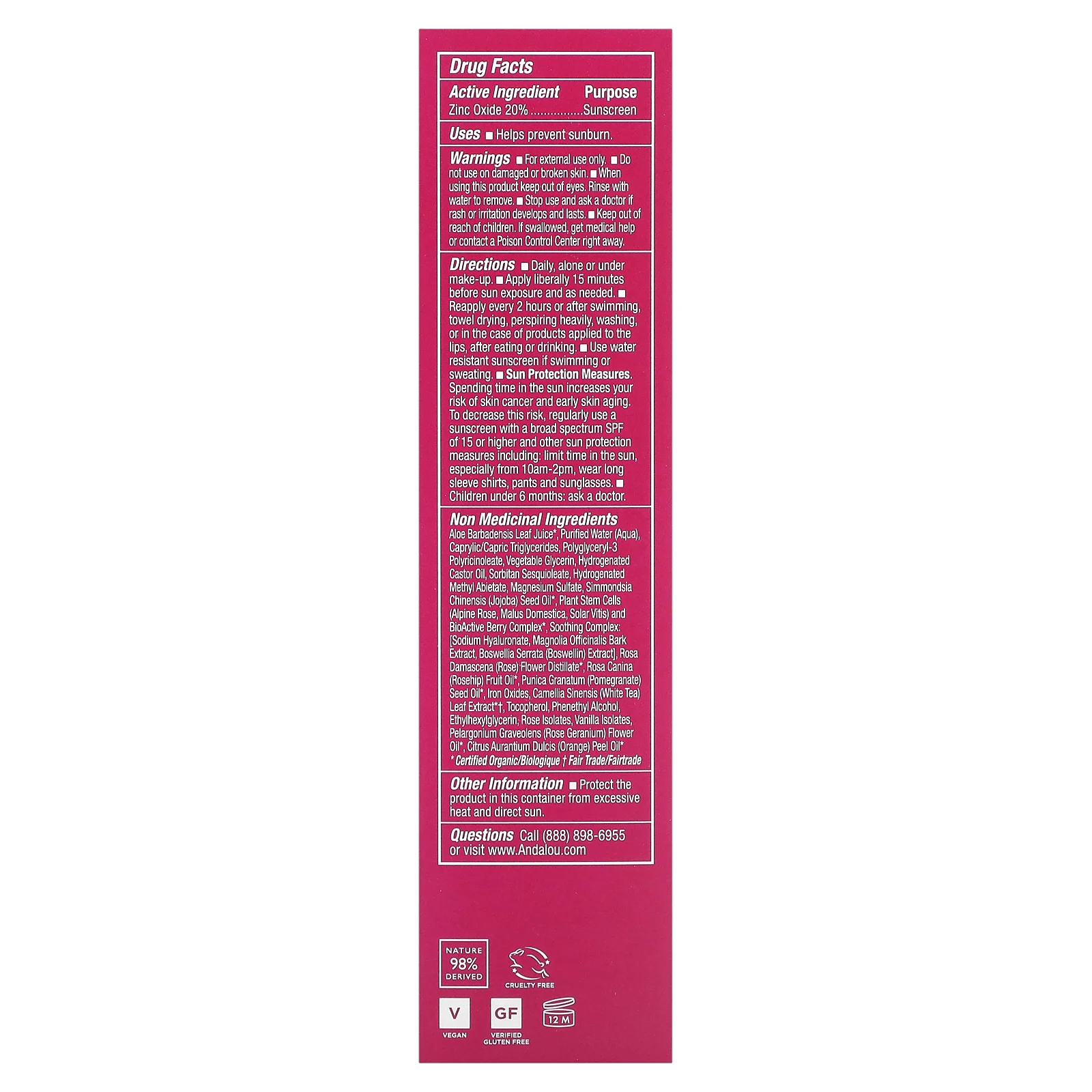 Andalou Naturals, 1000 роз, CC Color + Correct, для чувствительной кожи, SPF 30, чистый бежевый, 58 мл (2 жидк. унции)