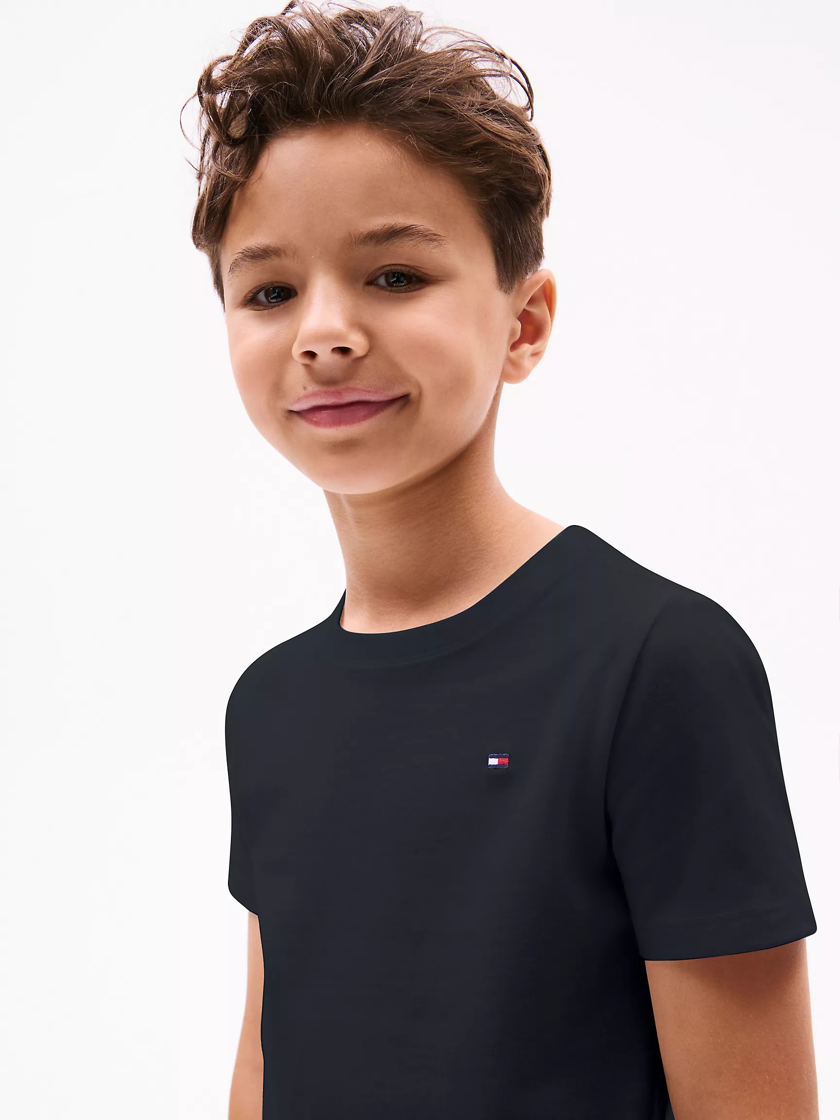 Футболка Tommy Hilfiger для мальчиков и девочек, Детская однотонная футболка с круглым вырезом