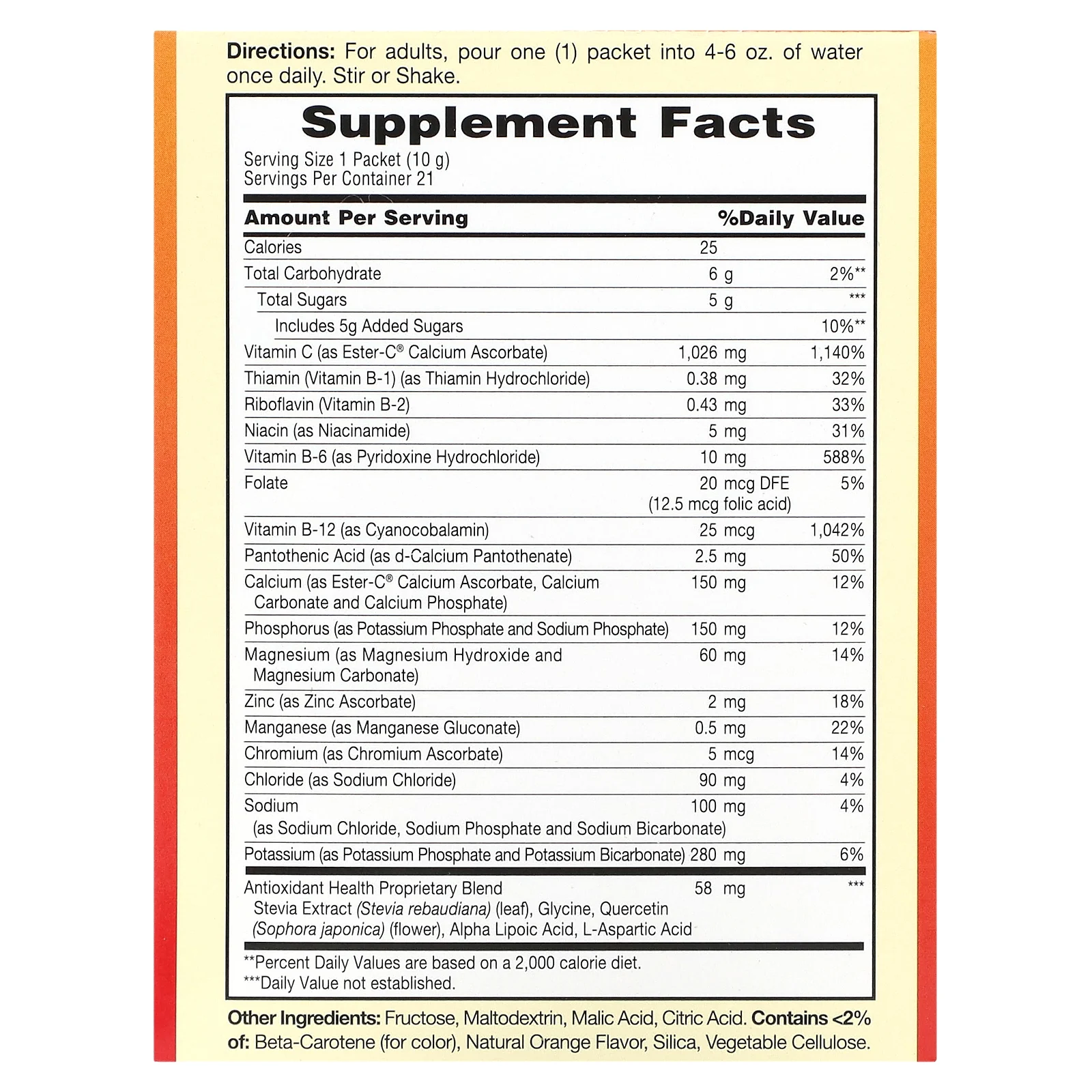 American Health, Ester-C, шипучий вкус, натуральный апельсин, 1000 мг, 21 пакетик по 10 г (0,35 унции)