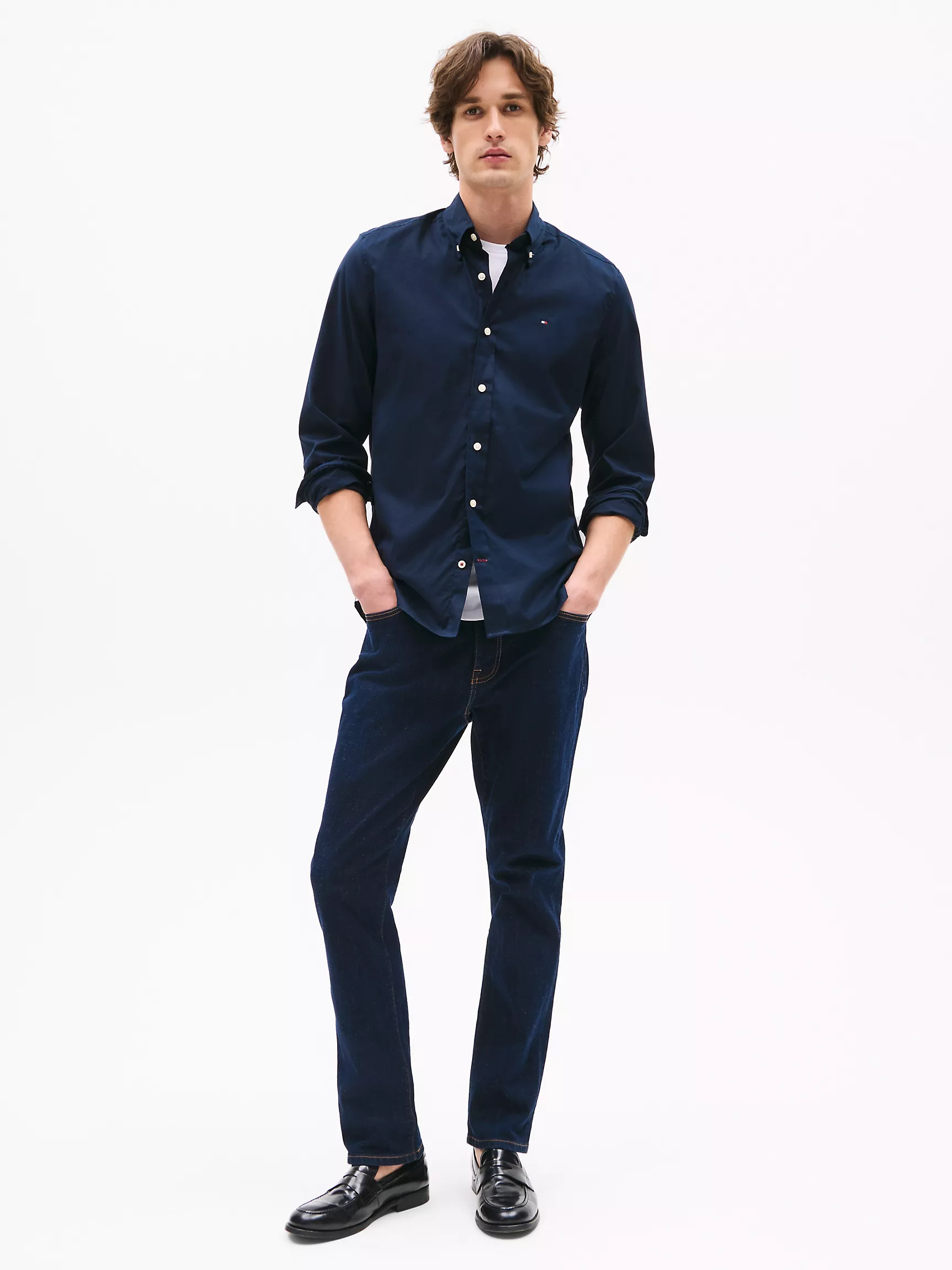 Мужская рубашка Tommy Hilfiger, Эластичная рубашка из поплина стандартного кроя