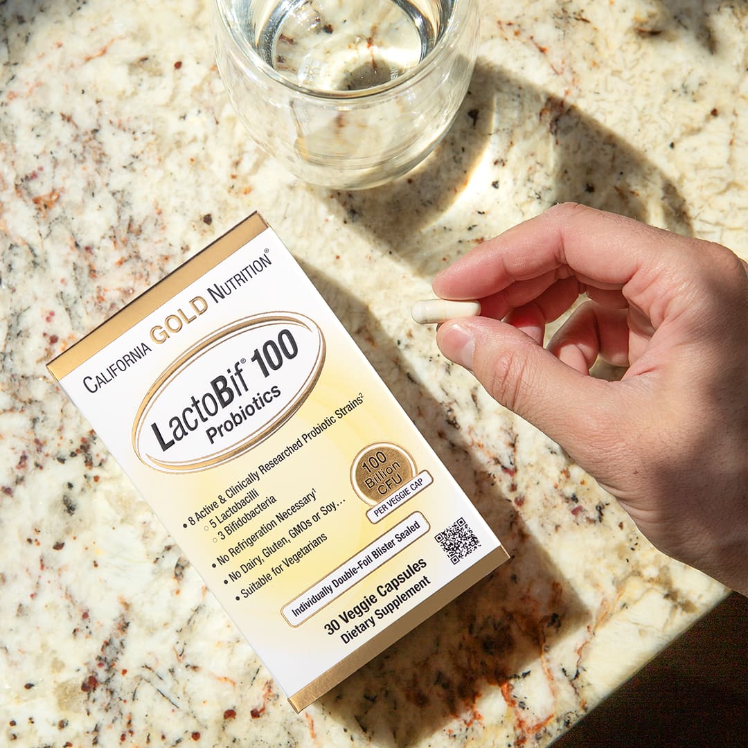 California Gold Nutrition, LactoBif 100, пробиотики, 100 млрд КОЕ, 30 вегетарианских капсул