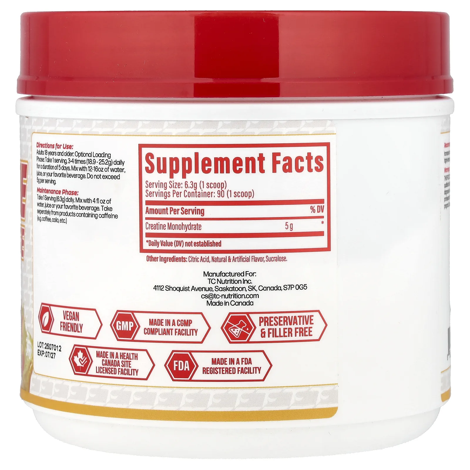 TC Nutrition, моногидрат креатина, кусочки персика, 90 порций, 567 г (20 унций)