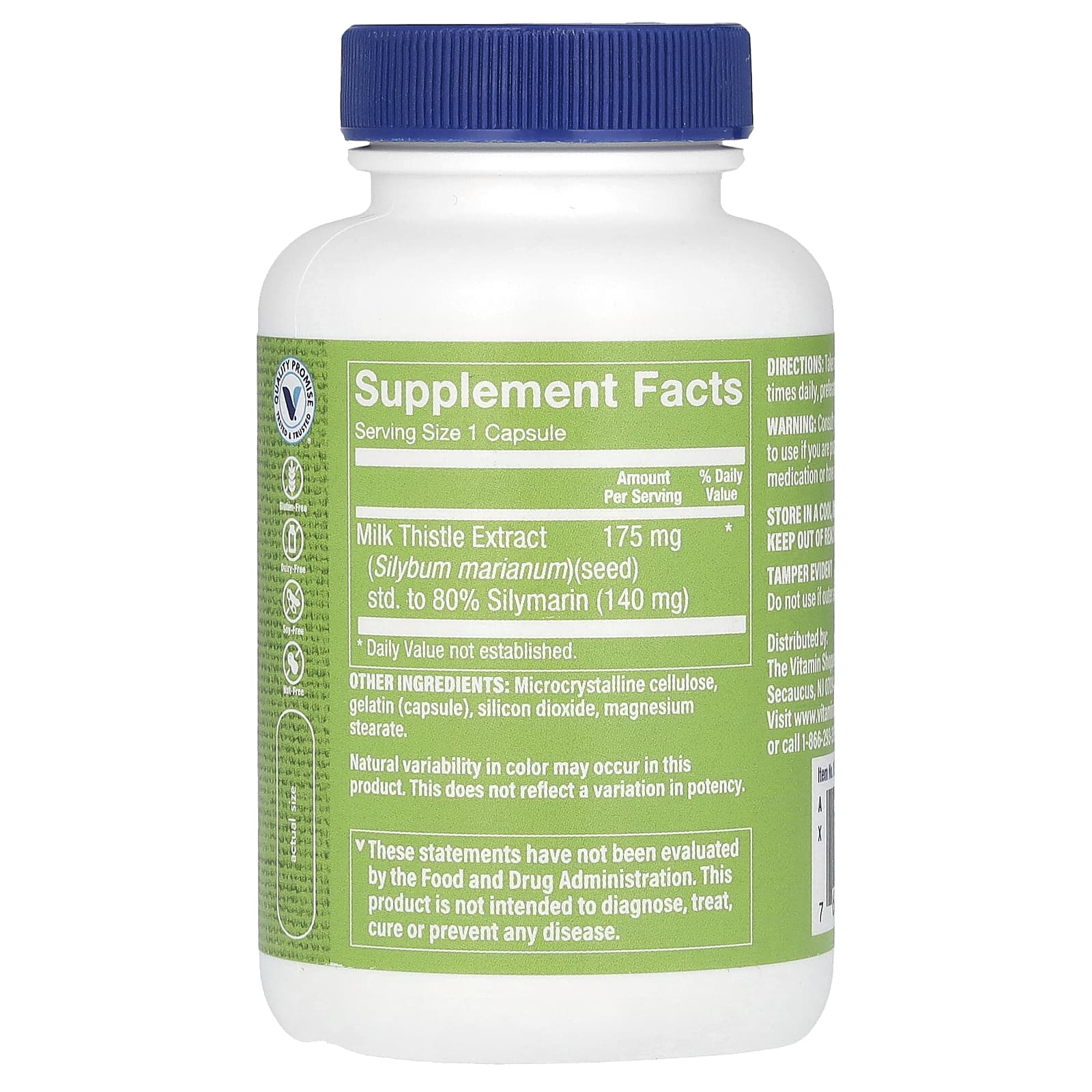 The Vitamin Shoppe, экстракт расторопши, 175 мг, 100 капсул