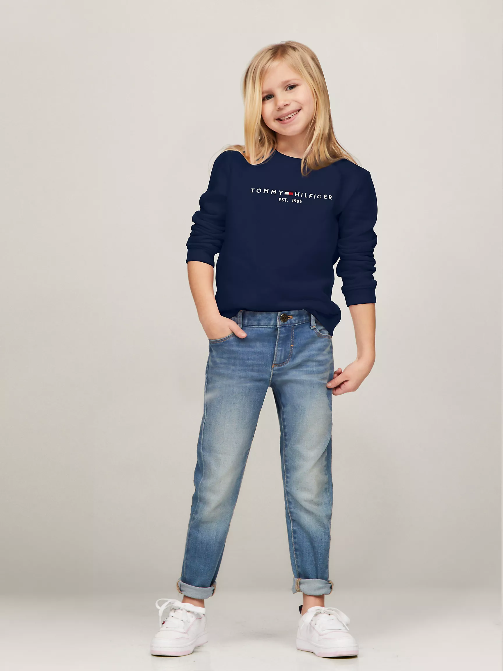 Толстовка для девочек Tommy Hilfiger, Детский свитшот с вышитым логотипом Tommy