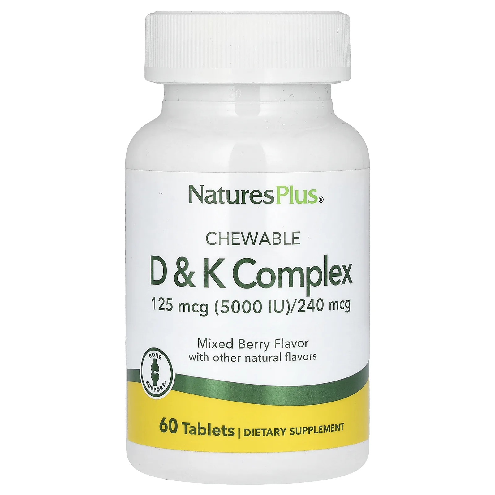 NaturesPlus, жевательный комплекс D и K, ягодное ассорти, 60 таблеток