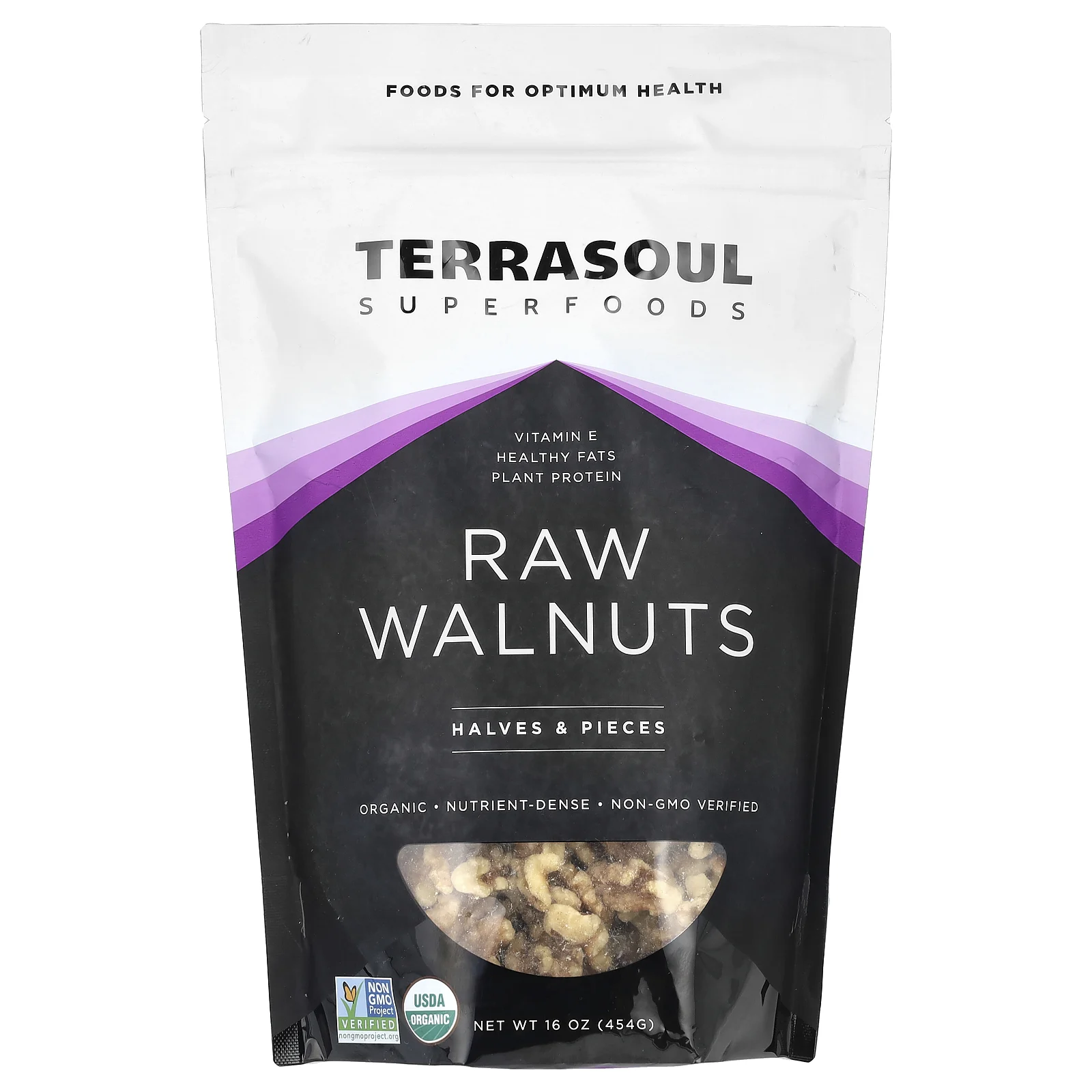 Terrasoul Superfoods, необработанные грецкие орехи, половинки и кусочки, 454 г (16 унций)